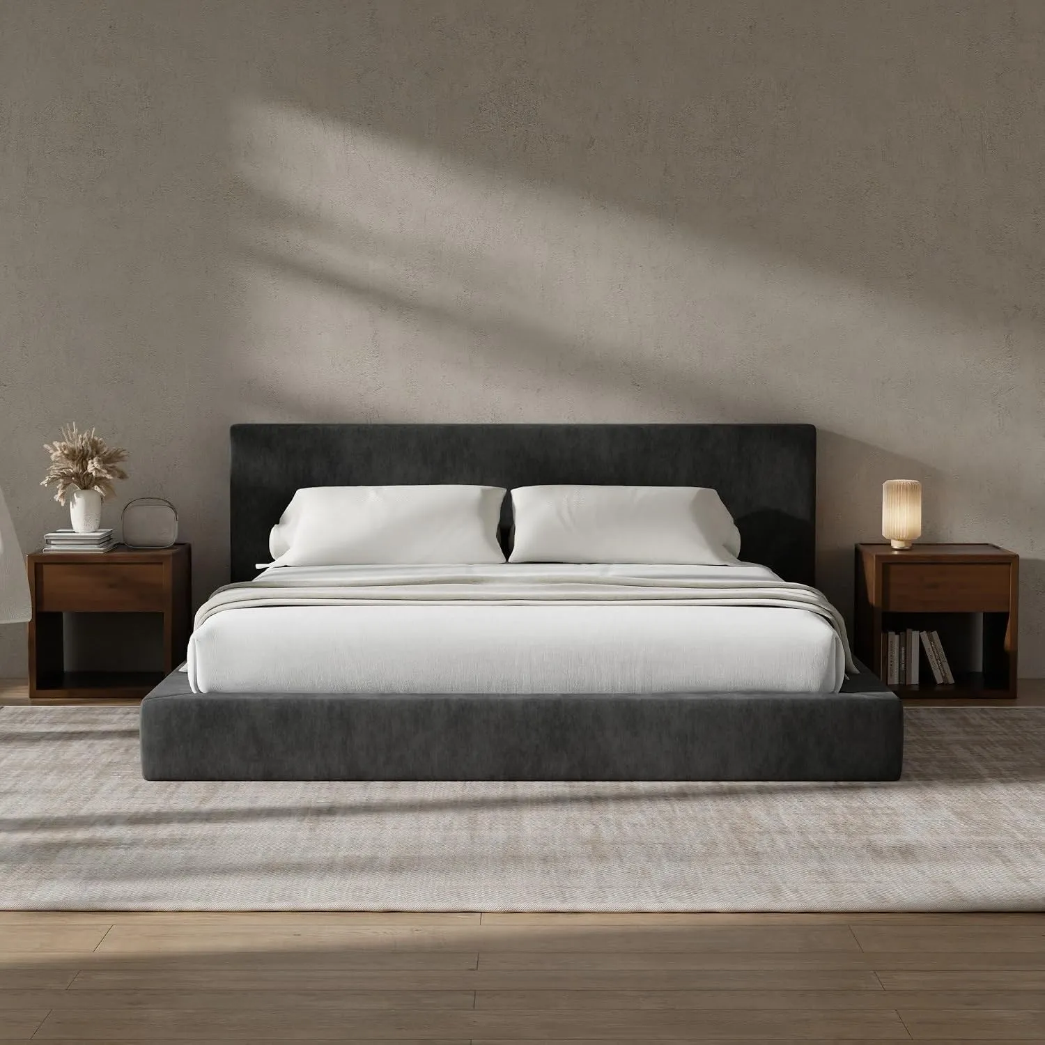 RECCI Cloud Polsterbett 160x200 cm mit gepolstertem Kopfteil, 5 cm weiche Schaumstoffpolsterung, doppelbett ohne Boxspr…