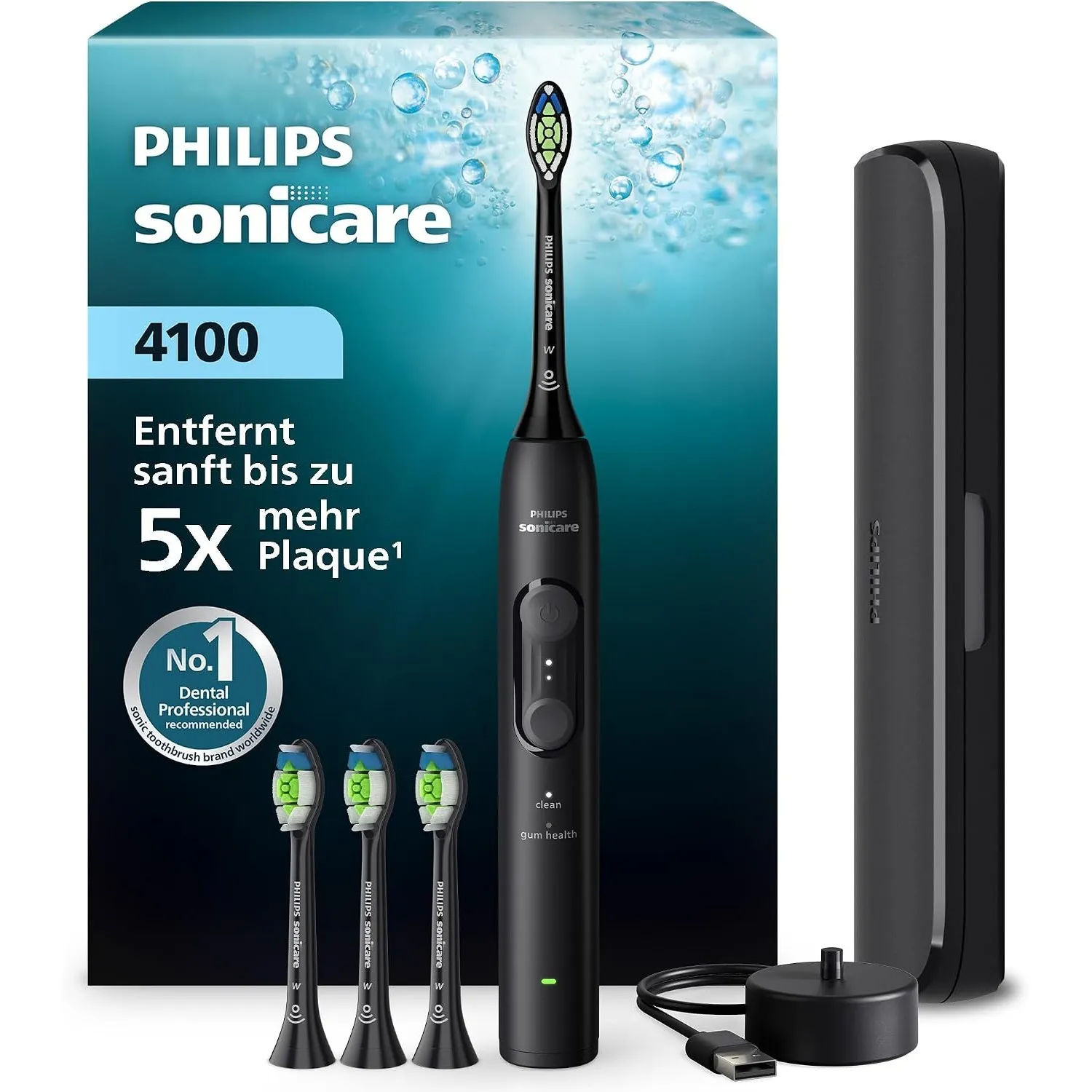 Philips Sonicare Series 4100 Elektrische Zahnbürste – Schallzahnbürste mit Drucksensor, 4 Putzeinstellungen, EasyStart,…