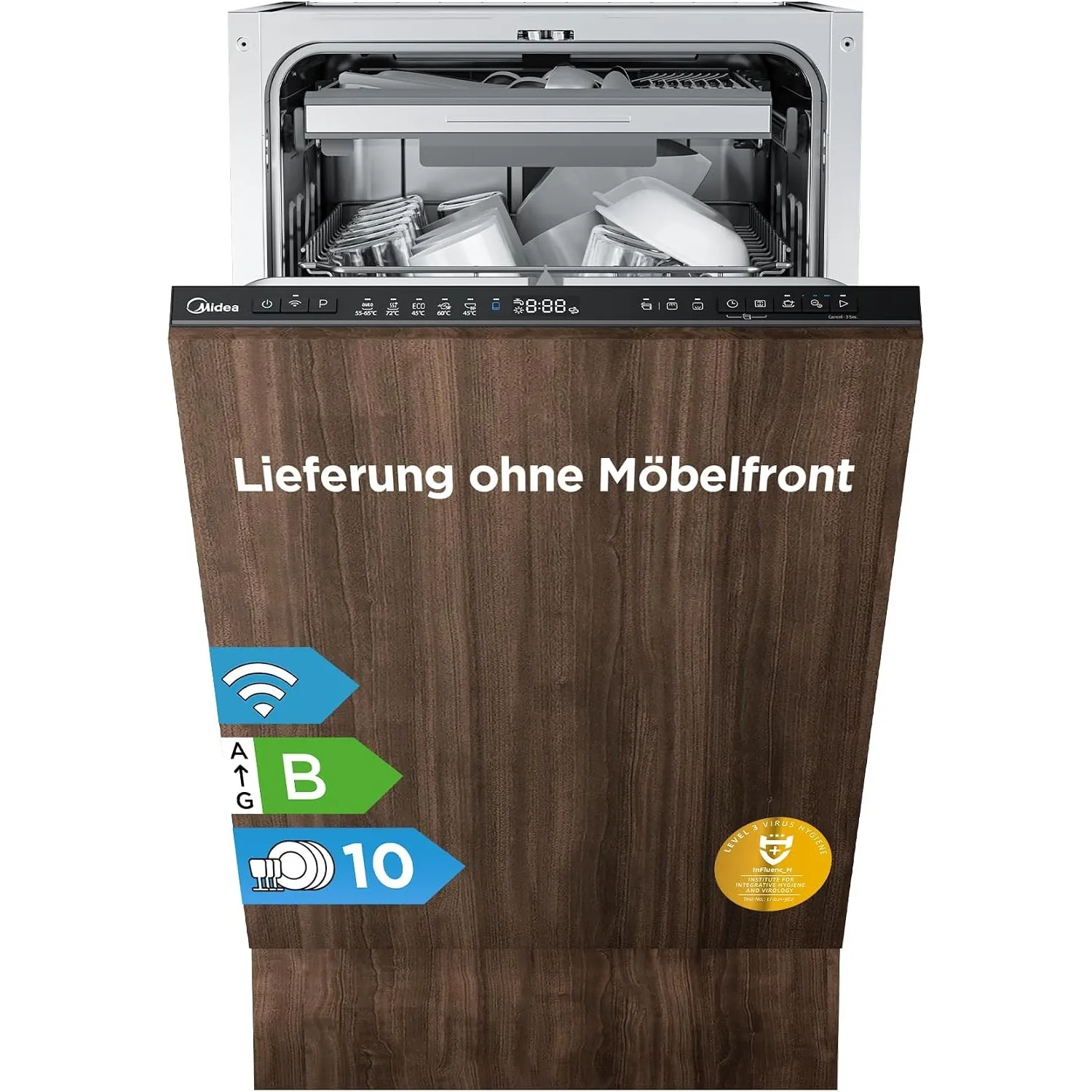 Midea Spülmaschine 45 cm Vollintegrierbar 10 Maßgedecke 42 dB Leise EEK B
