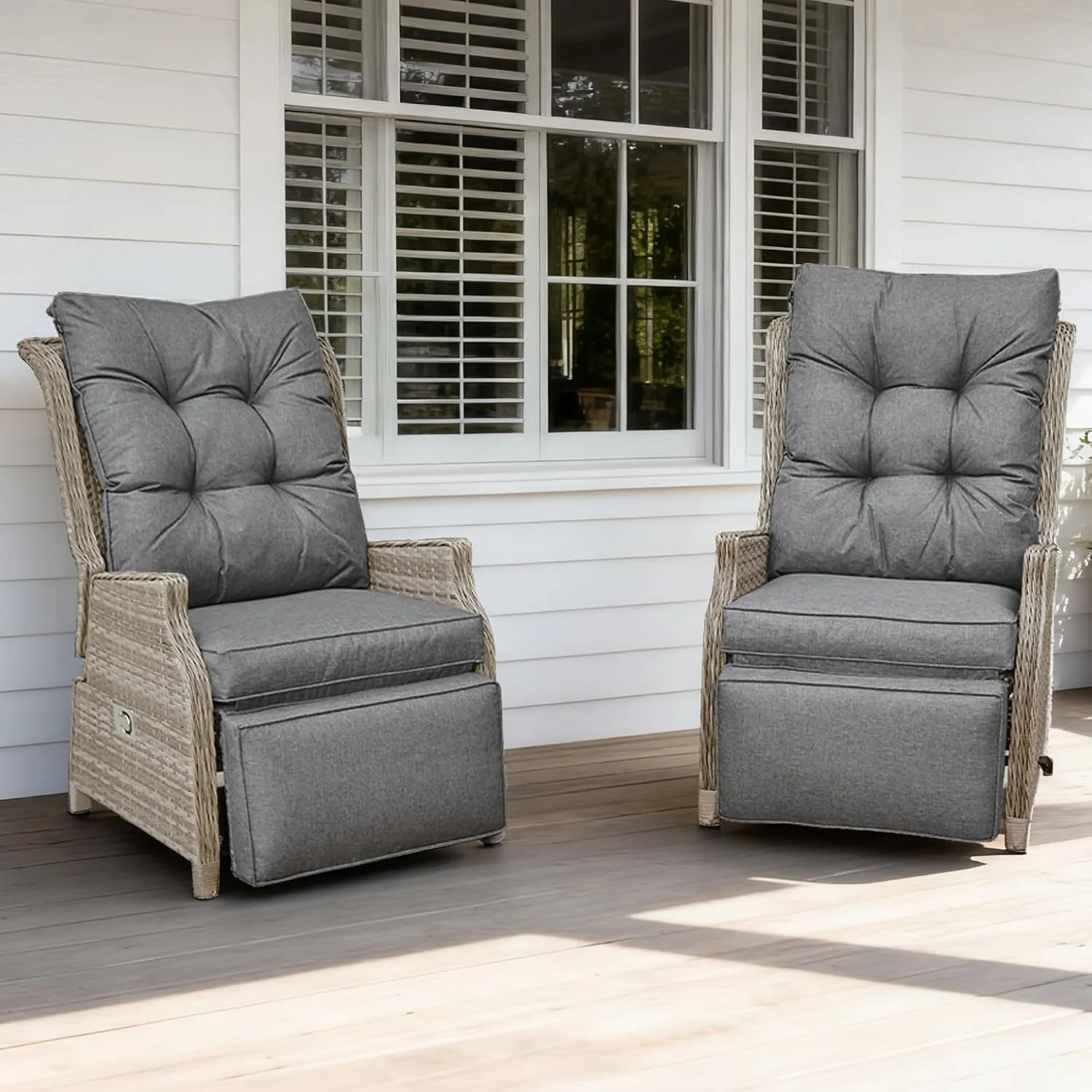 COMLAX FIELD Gartensessel mit Liegefunktion Wetterfest, Liegesessel Outdoor | Garten Relaxsessel, Rattansessel, Lounges…