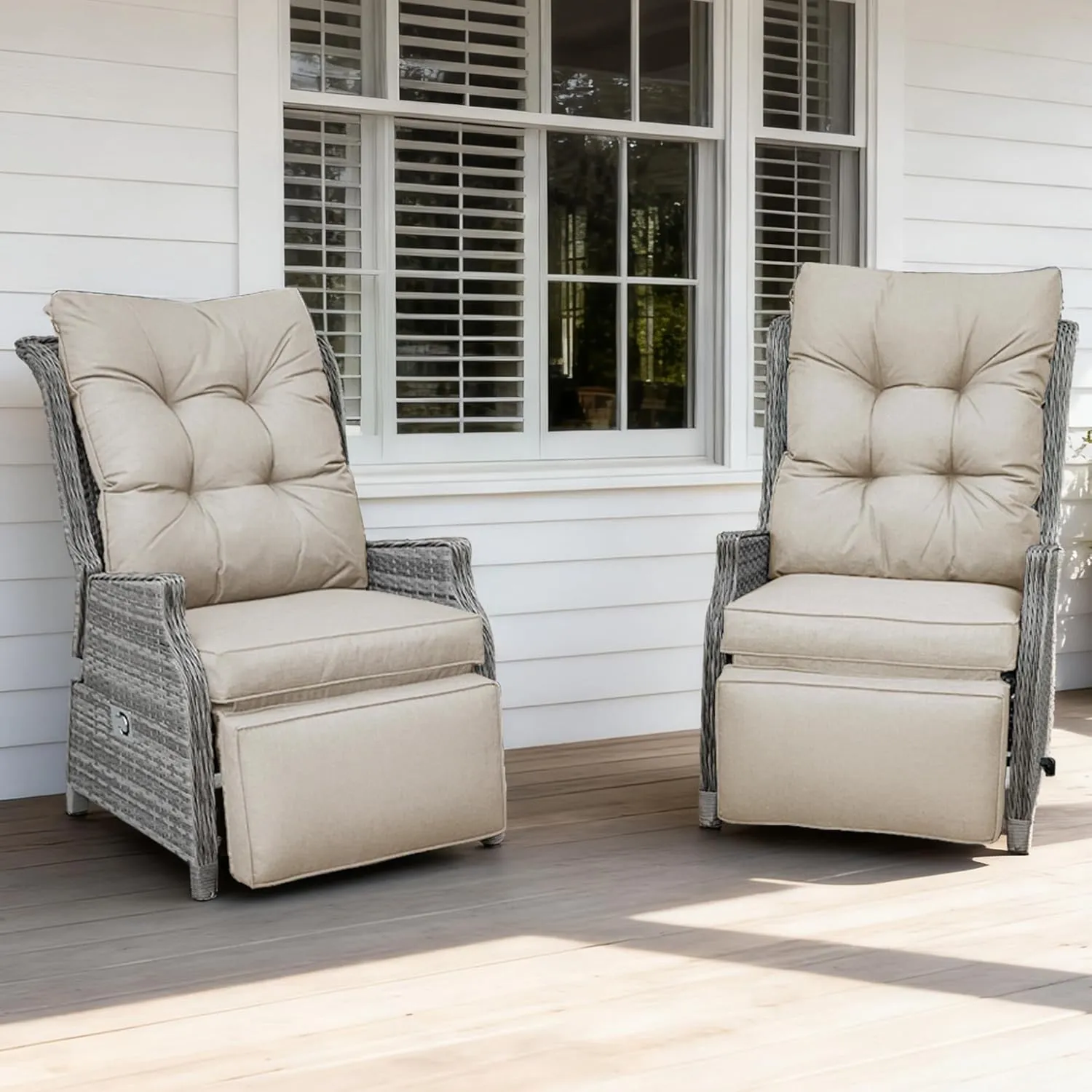 COMLAX FIELD Gartensessel mit Liegefunktion Wetterfest, Liegesessel Outdoor | Garten Relaxsessel, Rattansessel, Lounges…