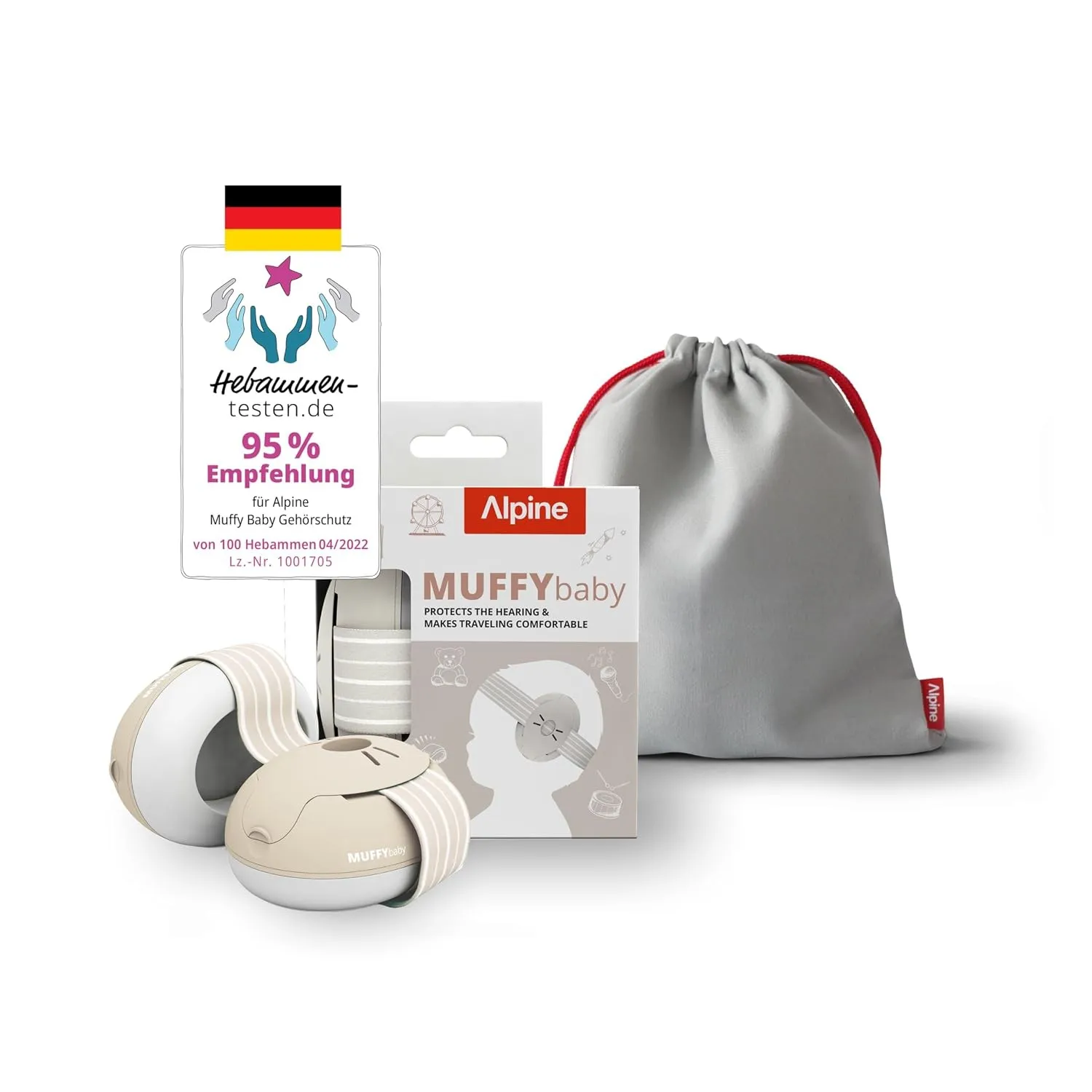 Alpine Muffy Baby Classic Gehörschutz Kopfhörer, 23dB, bis 4 Jahre, Beige