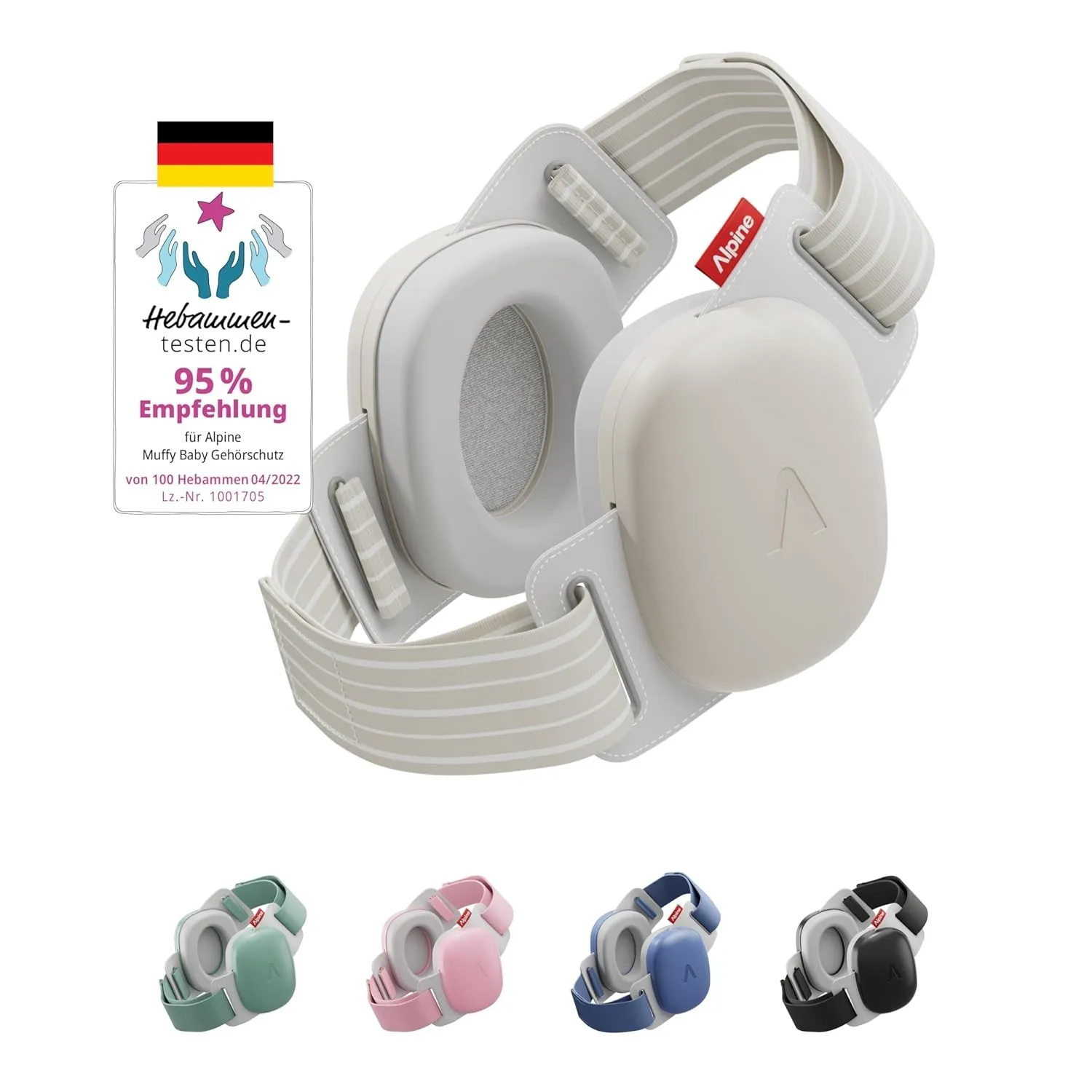 Alpine Muffy Baby Comfort Gehörschutz Kopfhörer, 24 dB, bis 5 Jahre, Beige