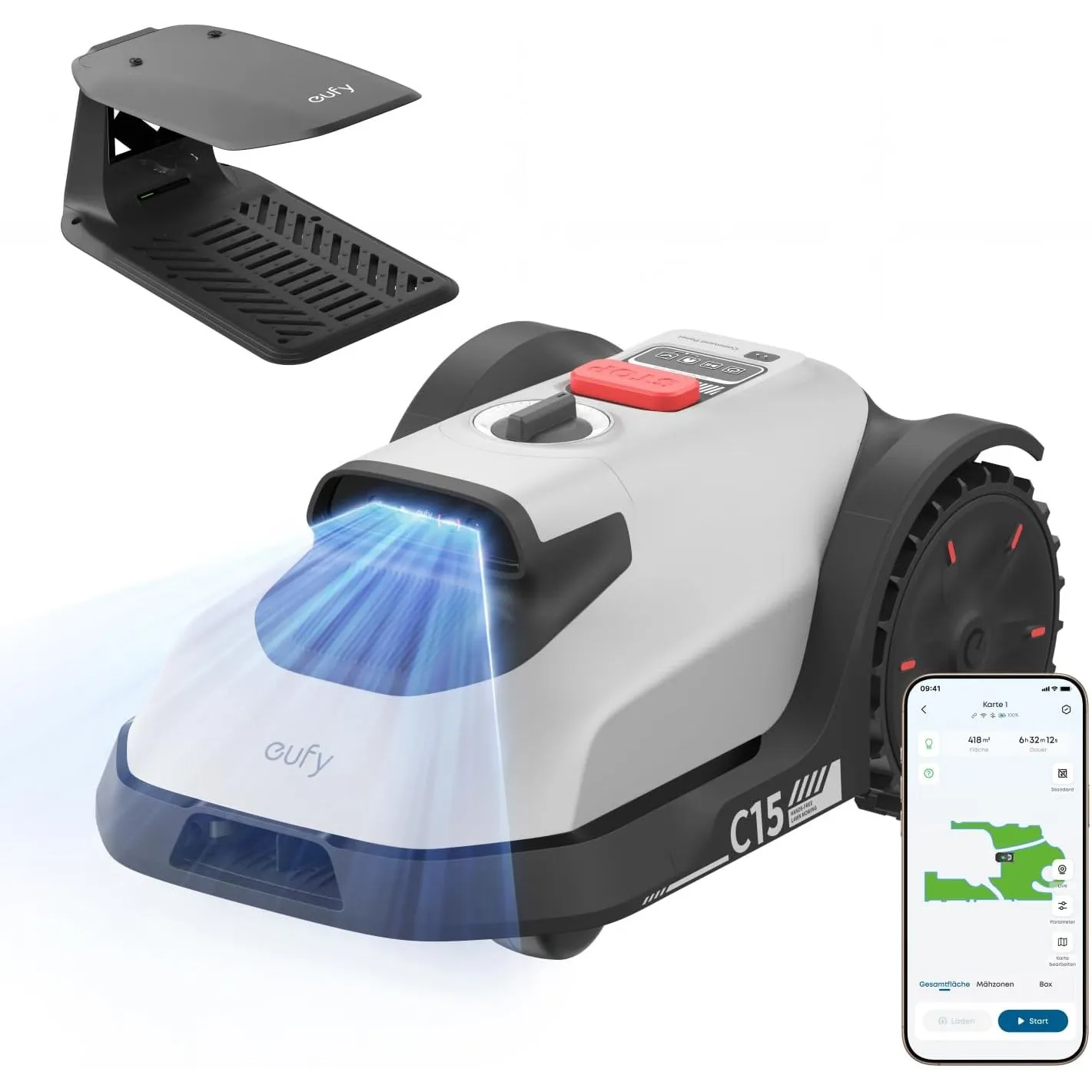 Anker eufy Mähroboter C15 Set mit Garage, ohne Begrenzungskabel, bis 500m²