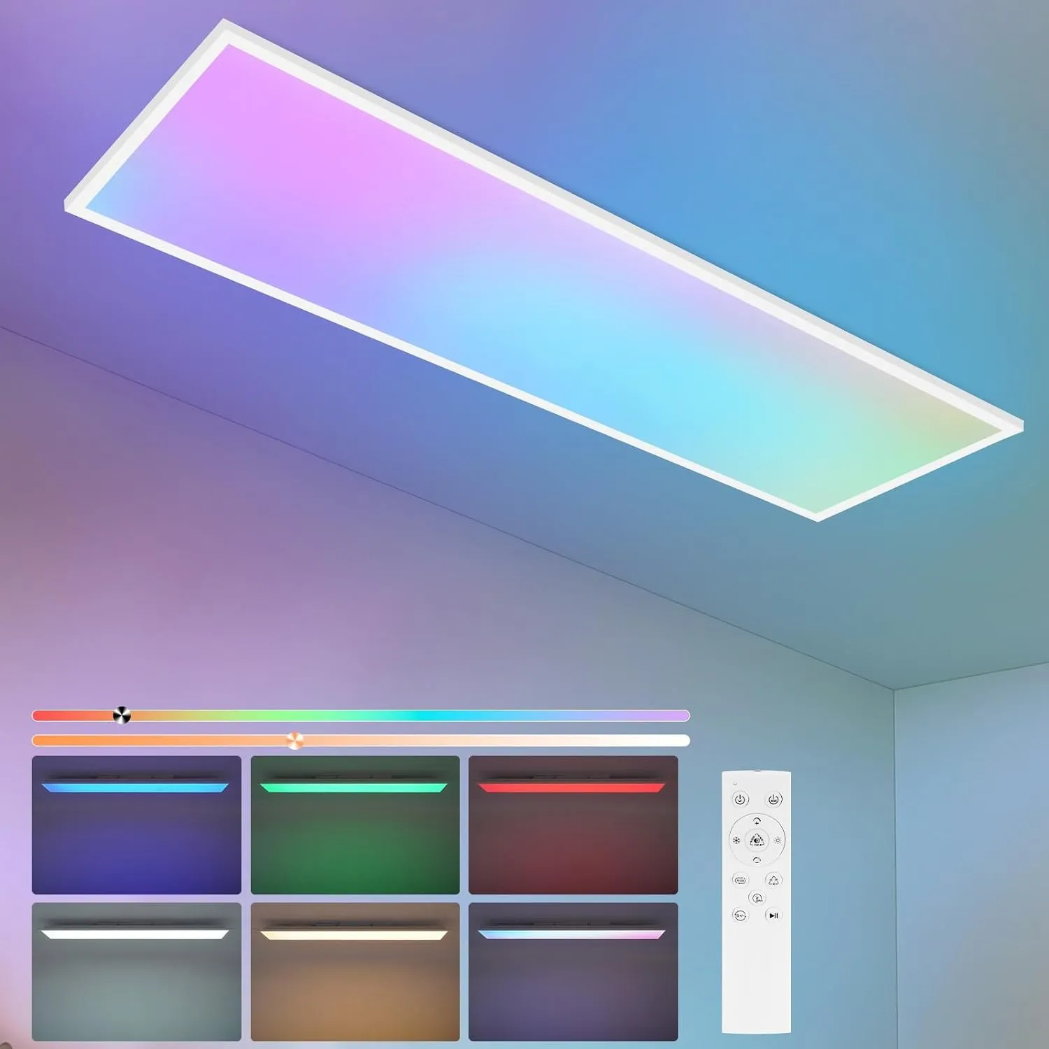Deckenlampe LED Panel 120x30cm - LED Deckenleuchte RGB Deckenpanel
