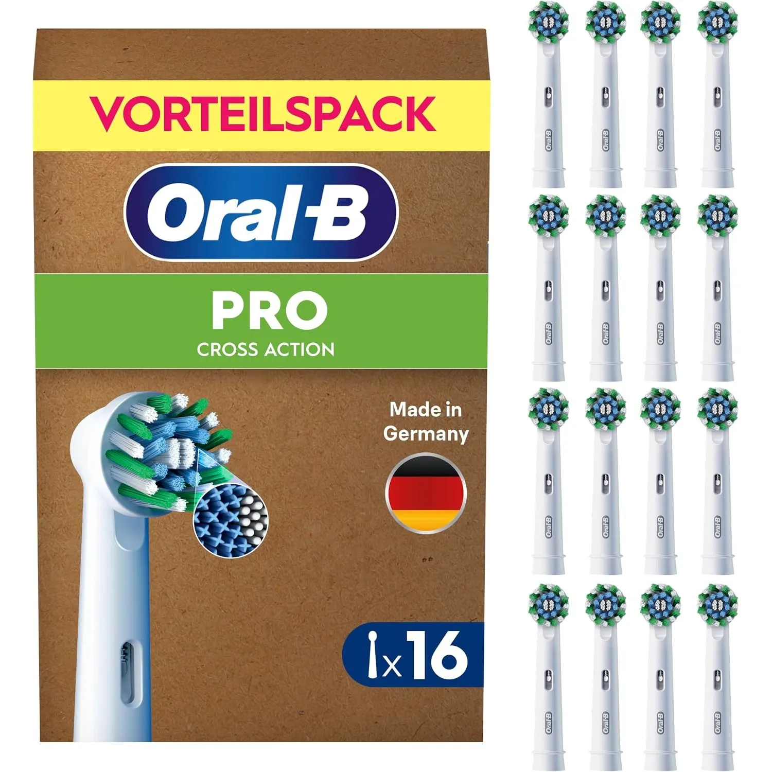 Oral-B Aufsteckbürsten PRO CrossAction, Weiß, 16 Stück