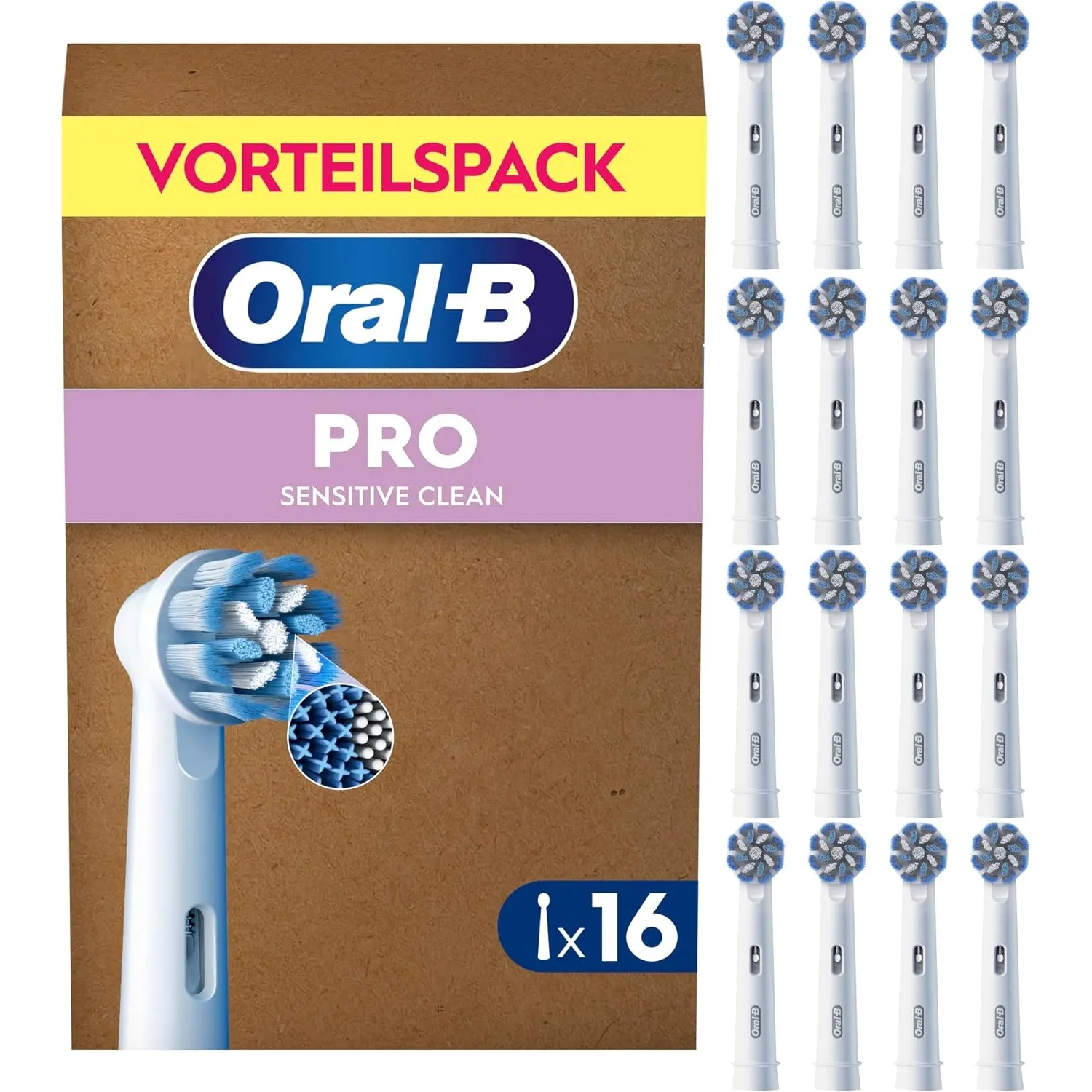 Oral-B Aufsteckbürsten PRO Sensitive Clean, Weiß, 16 Stück