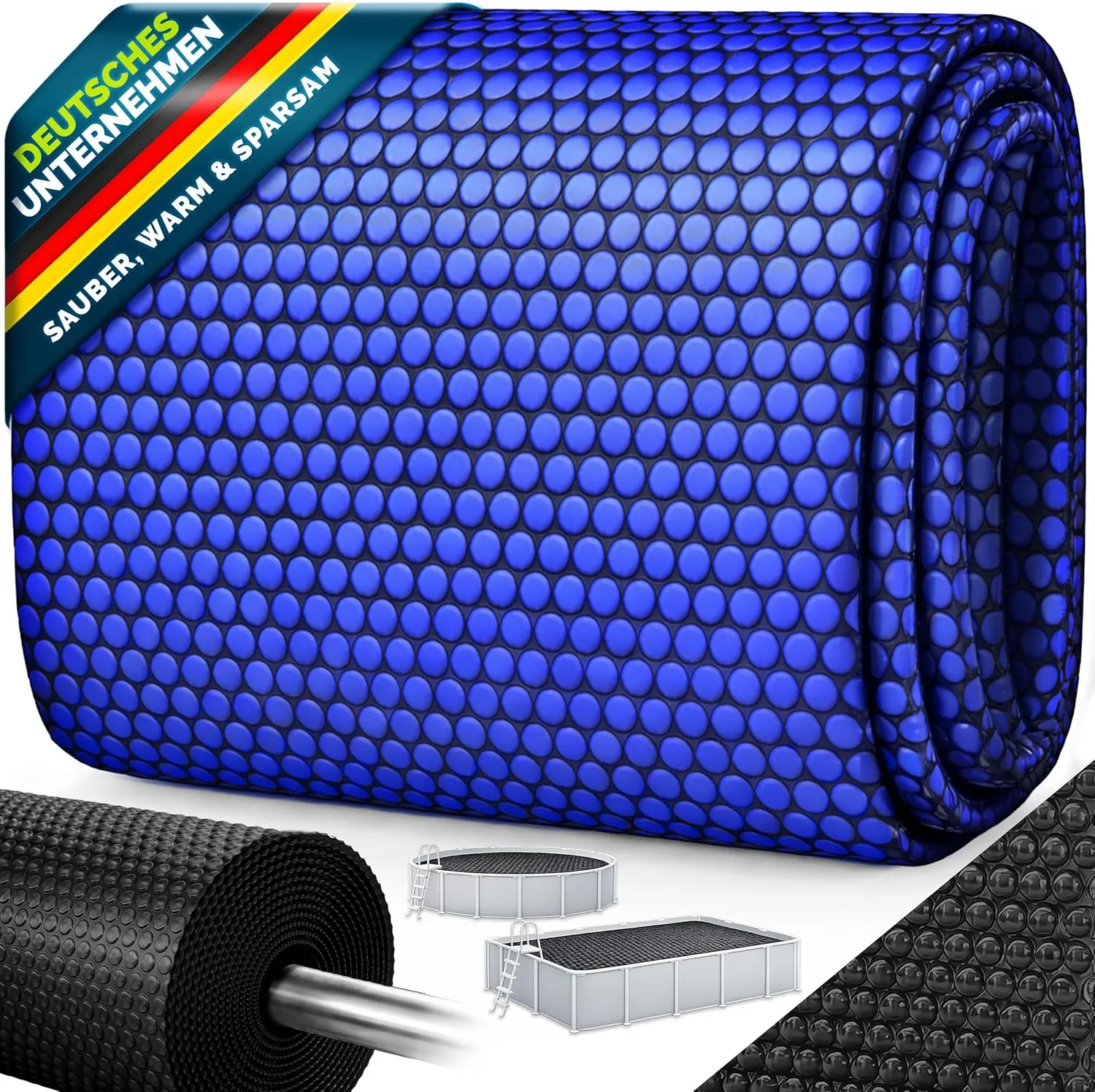 tillvex Pool Solar Tarpaulin, Round & Rectangular, Solar Film Thickness 120 µm, Solar Tarpaulin Can Be Cut to Size, Poo…