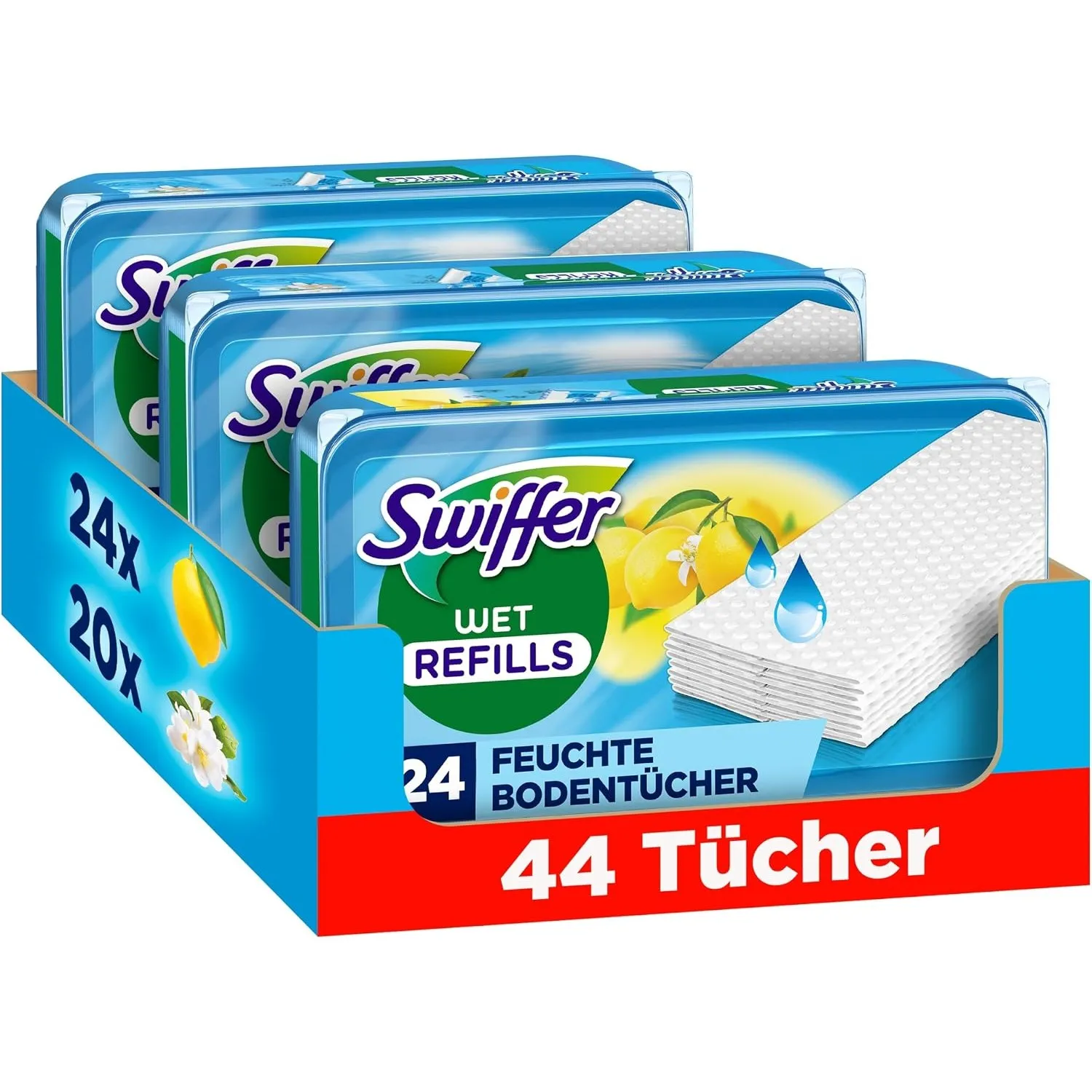Swiffer Bodenwischer Nachfüller Wet, 44 Feuchte Tücher
