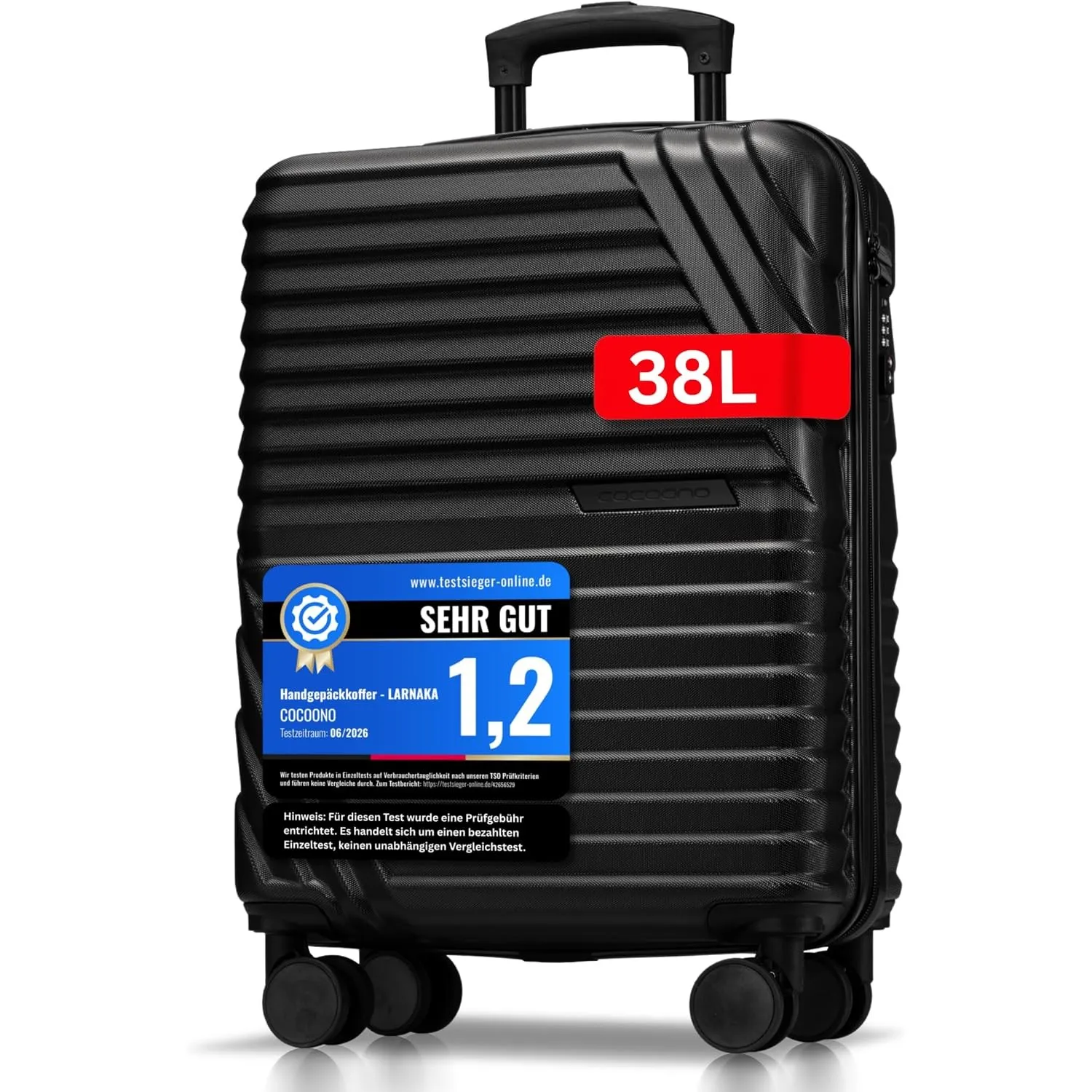 Premium Handgepäck Koffer 55x40x20cm - passend für Ryanair, Lufthansa, Eurowings und co. I 38L Handgepäck Koffer mit sa…