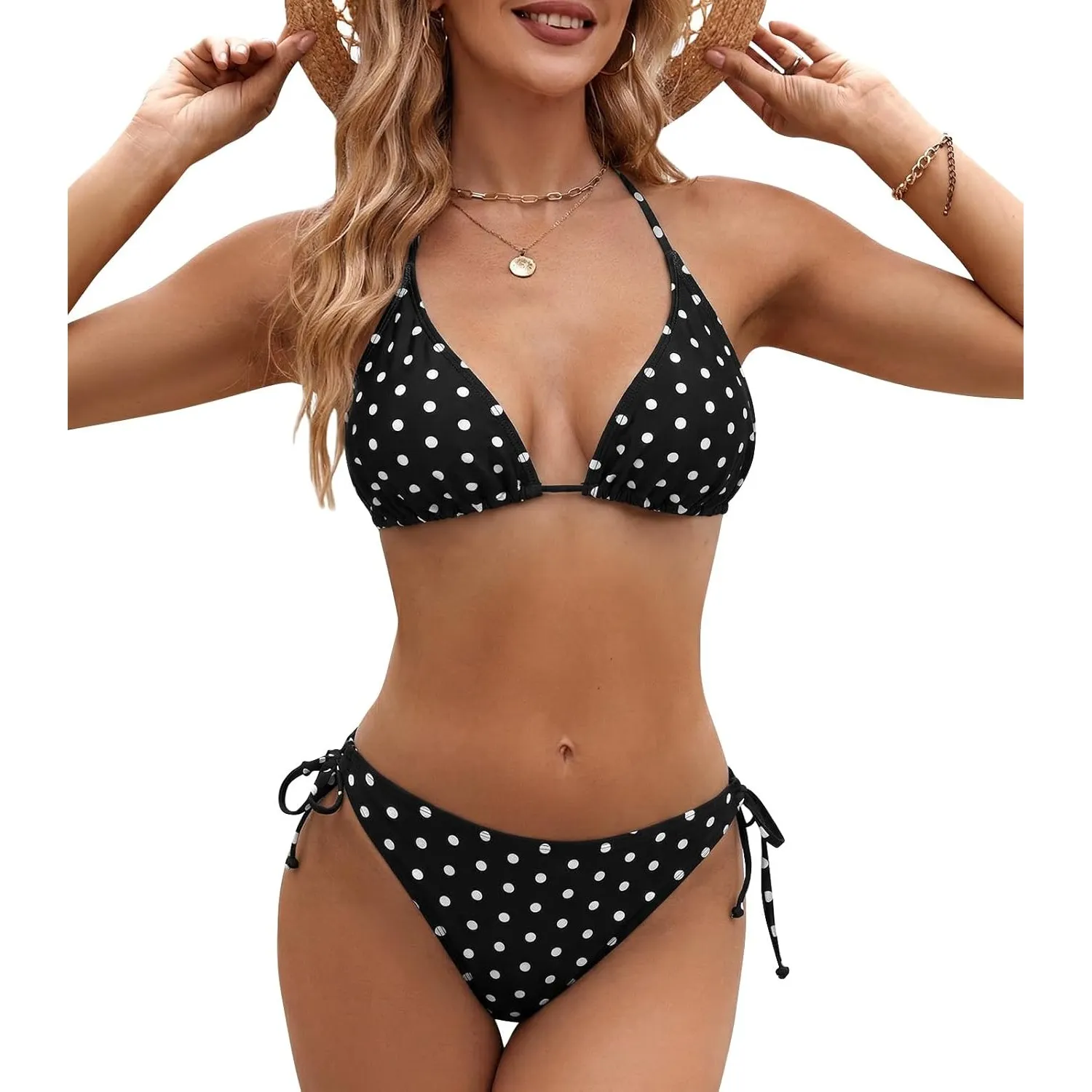 Genfien Damen Bikini Set V Ausschnitt Triangel Bikini Sexy Low Waist | Triangel Bikini,Verstellbare Bademode,Unterteil …