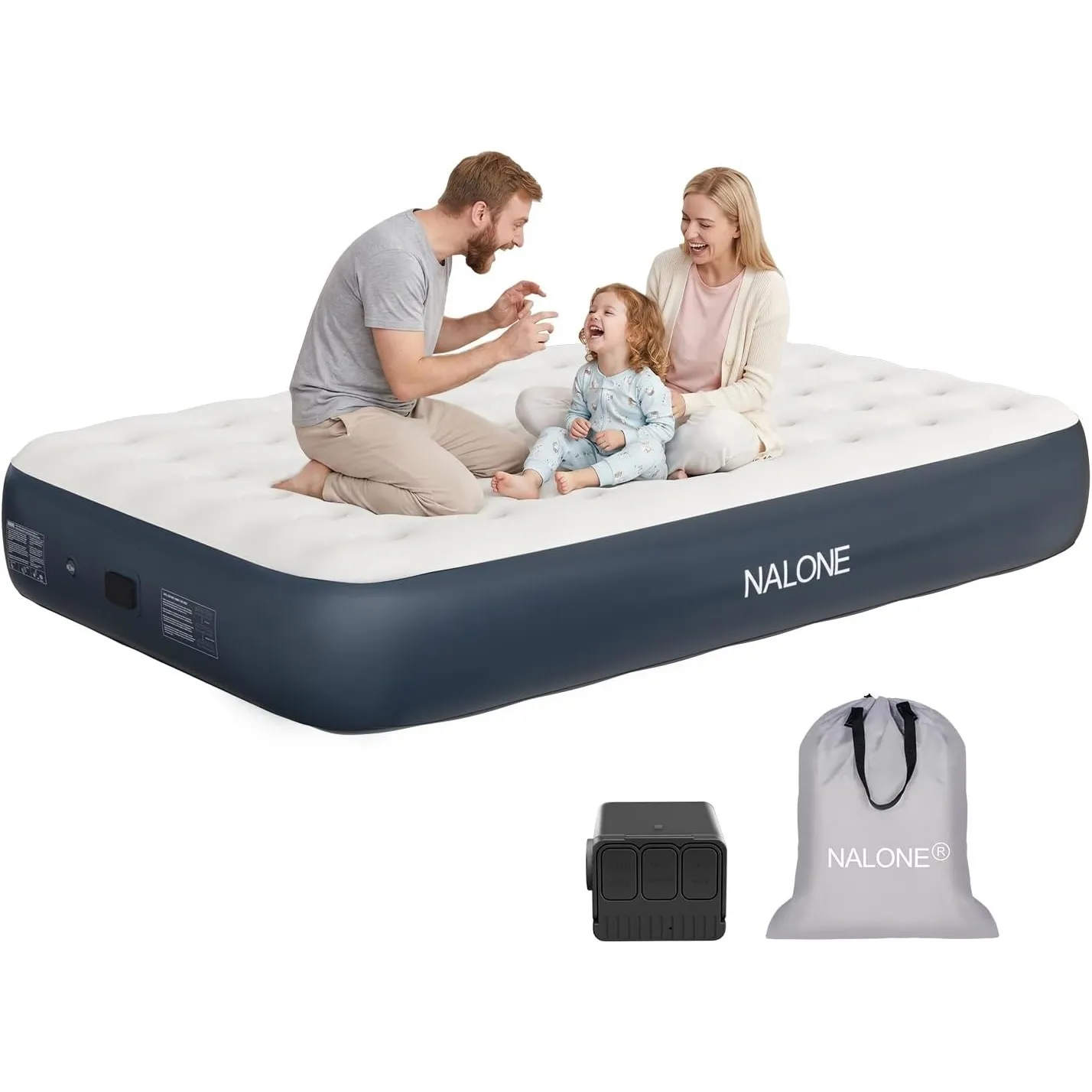 NALONE Luftmatratze 2 Personen, Luftmatratze selbstaufblasend mit integrierter Elektrischer Pumpe 191x137x33cm Luftbett…