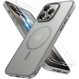 Miracase Magnetisch für iPhone 15 Pro Hülle Kompatibel Mit MagSafe[mit 2 Schutzglas] Militärnorm Schutz Anti-Fingerabdr…