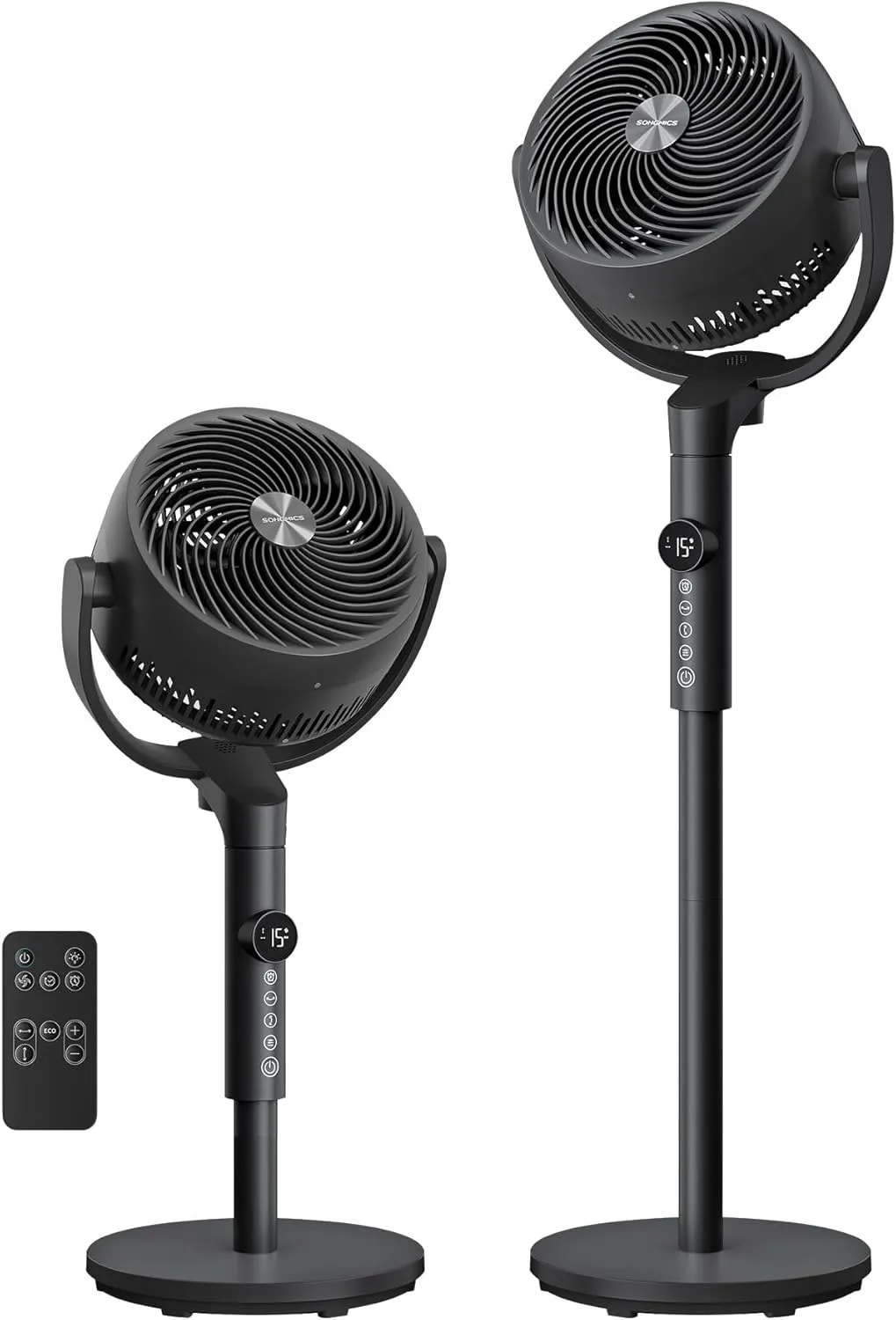 SONGMICS XFC002B1EU Pedestal Fan, Quiet Fan 20 dB with Remote Control, Air Circulator 120° and 135° Oscillation, 15 Spe…
