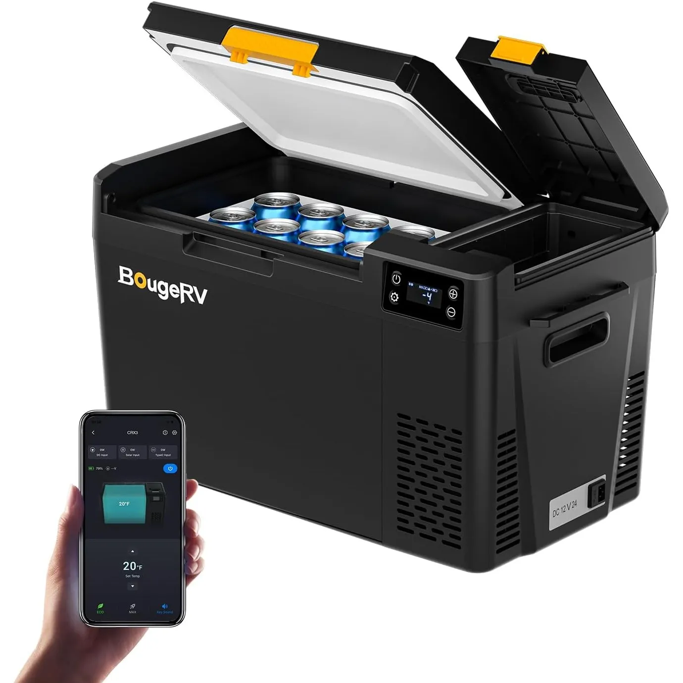 BougeRV CRX3 Kompressor Kühlbox 22L, Auto Kühlbox, Tragbare Kühlbox 12V 230V -20℃ bis 20℃, Kühlbox mit App-Steuerung, F…