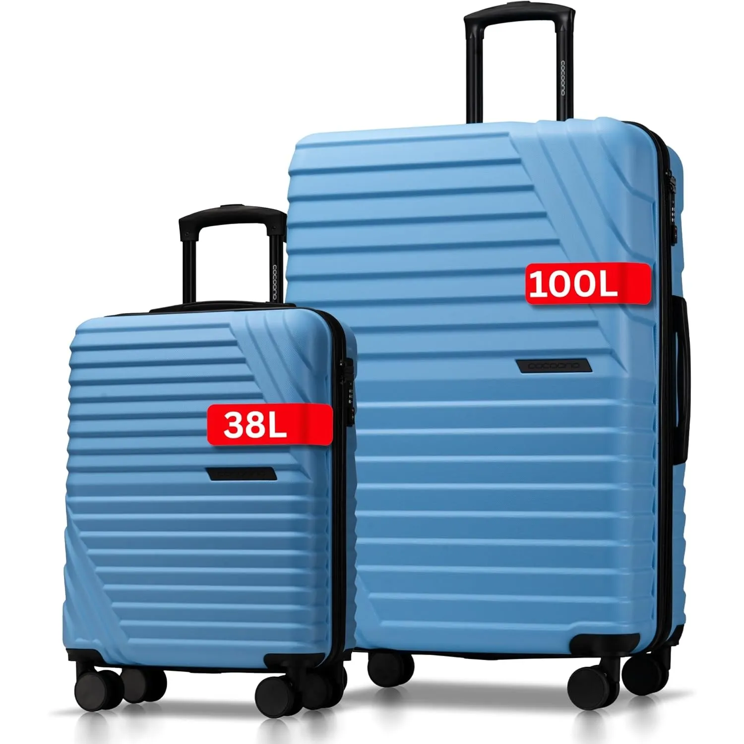 Cocoono Koffer Set 2 Teilig 77cm & Handgepäck Koffer 55x40x20cm in einem Set, Sehr robuste Reisekoffer mit sanften Roll…