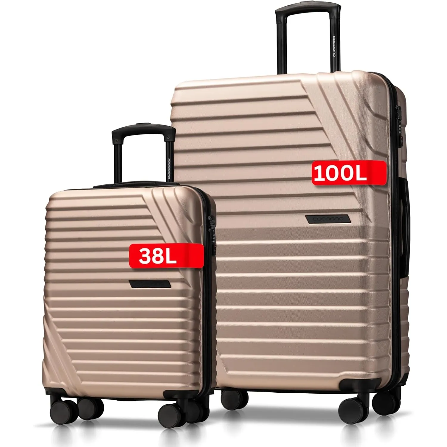 Cocoono Koffer Set 2 Teilig 77cm & Handgepäck Koffer 55x40x20cm in einem Set, Sehr robuste Reisekoffer mit sanften Roll…
