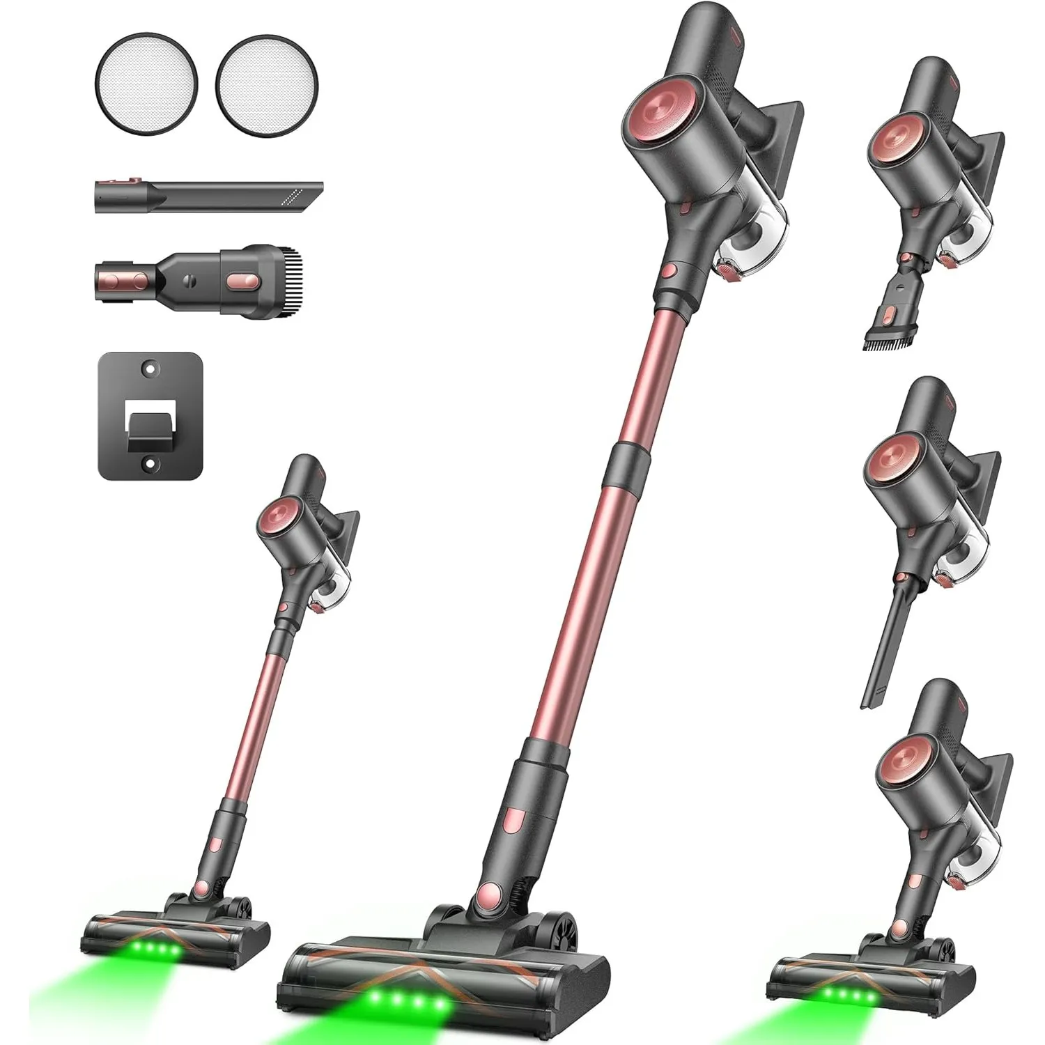 Vexilar V10PRO Akku Staubsauger Kabellos 45Mins/45KPA/450W, Akkustaubsauger mit Geen LED, 6-in-1 Ultraleicht Kabelloser…