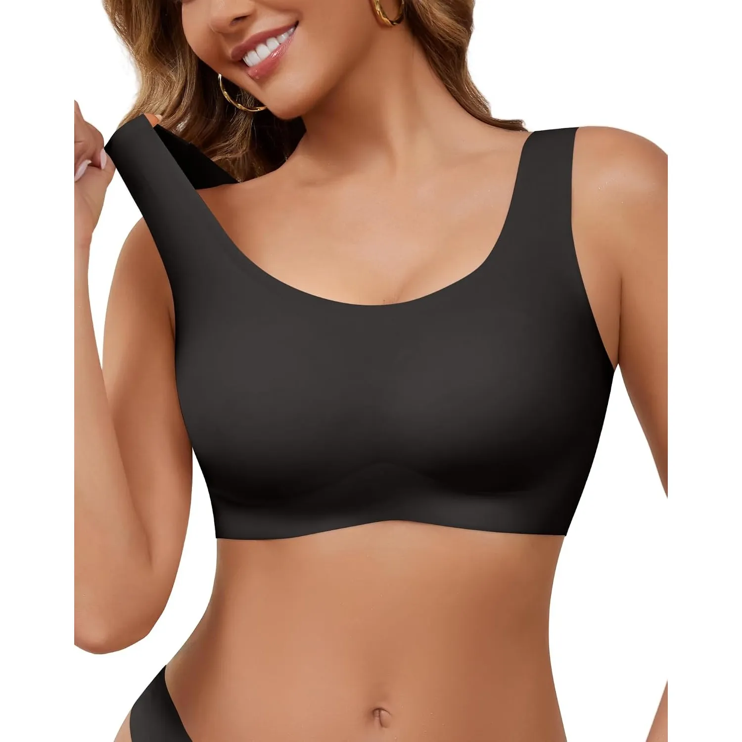 DEANGELMON Damen BH ohne Bügel,Comfy Bequemer Nahtloser Bralette,Schlaf und Alltags-BH mit Breiten Trägern,Weich und At…
