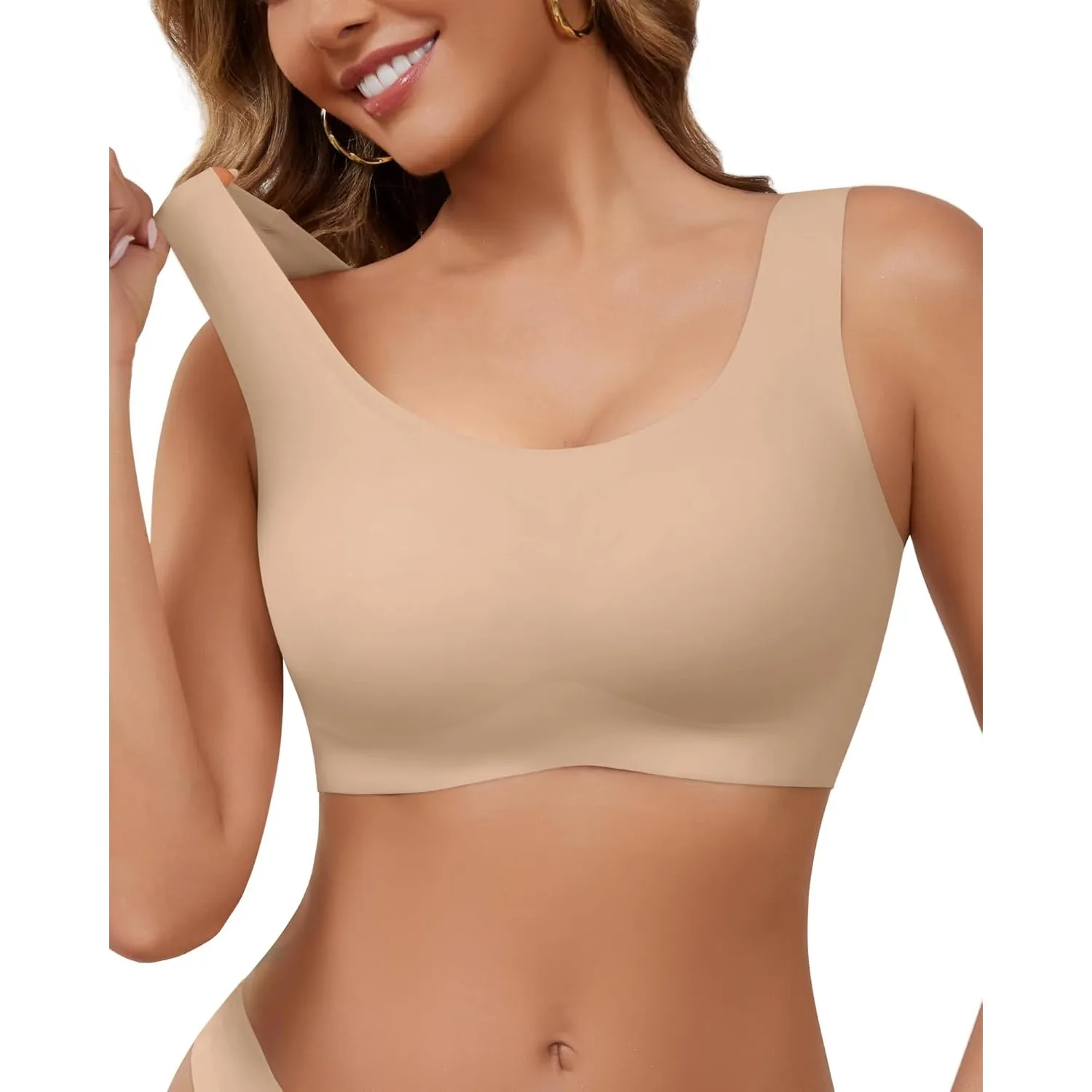DEANGELMON Damen BH ohne Bügel,Comfy Bequemer Nahtloser Bralette,Schlaf und Alltags-BH mit Breiten Trägern,Weich und At…