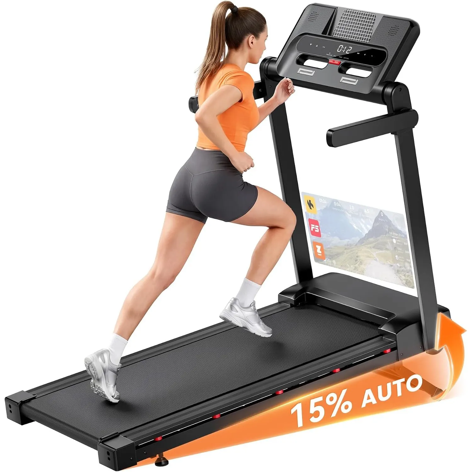 JAGJOG Laufband für Zuhause mit 15% Auto-Steigung, 1-14 km/h