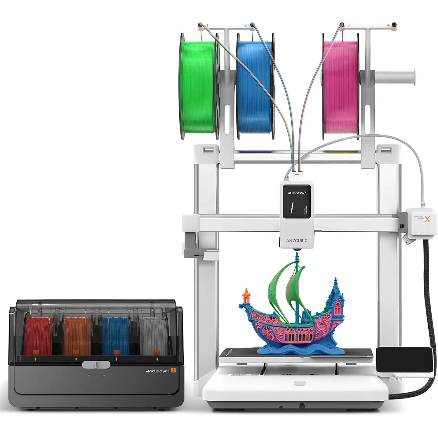 Anycubic Kobra X Combo 3D Drucker, Weicher und Harter Multifilamentdruck