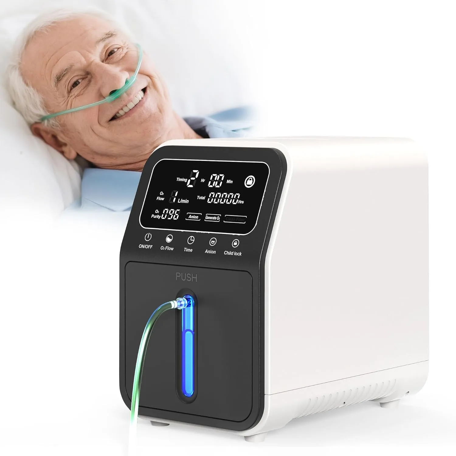 Sauerstoffgerät für Zuhause, Sauerstoff 30% ~ 90% Reinheit 1-9L/min Durchfluss, Remote Sauerstoffkonzentrator für Zuhau…
