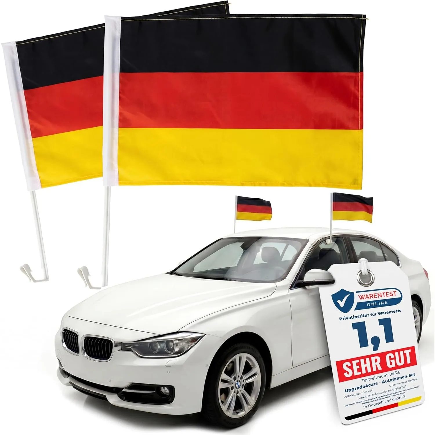Upgrade4cars 2 x Deutschland Autofahne Fußball WM 2026 | Autoflagge Schwarz Rot Gold 45x30cm | Auto Nationalflagge Welt…