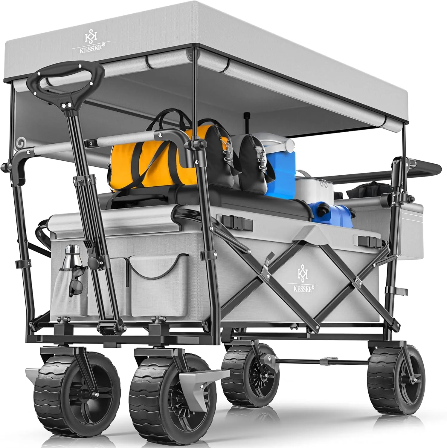 KESSER XXL Folding Handcart with Roof GT9000, Folding Handcart up to 150 kg for Children, Beach, Camping & Garden, Larg…