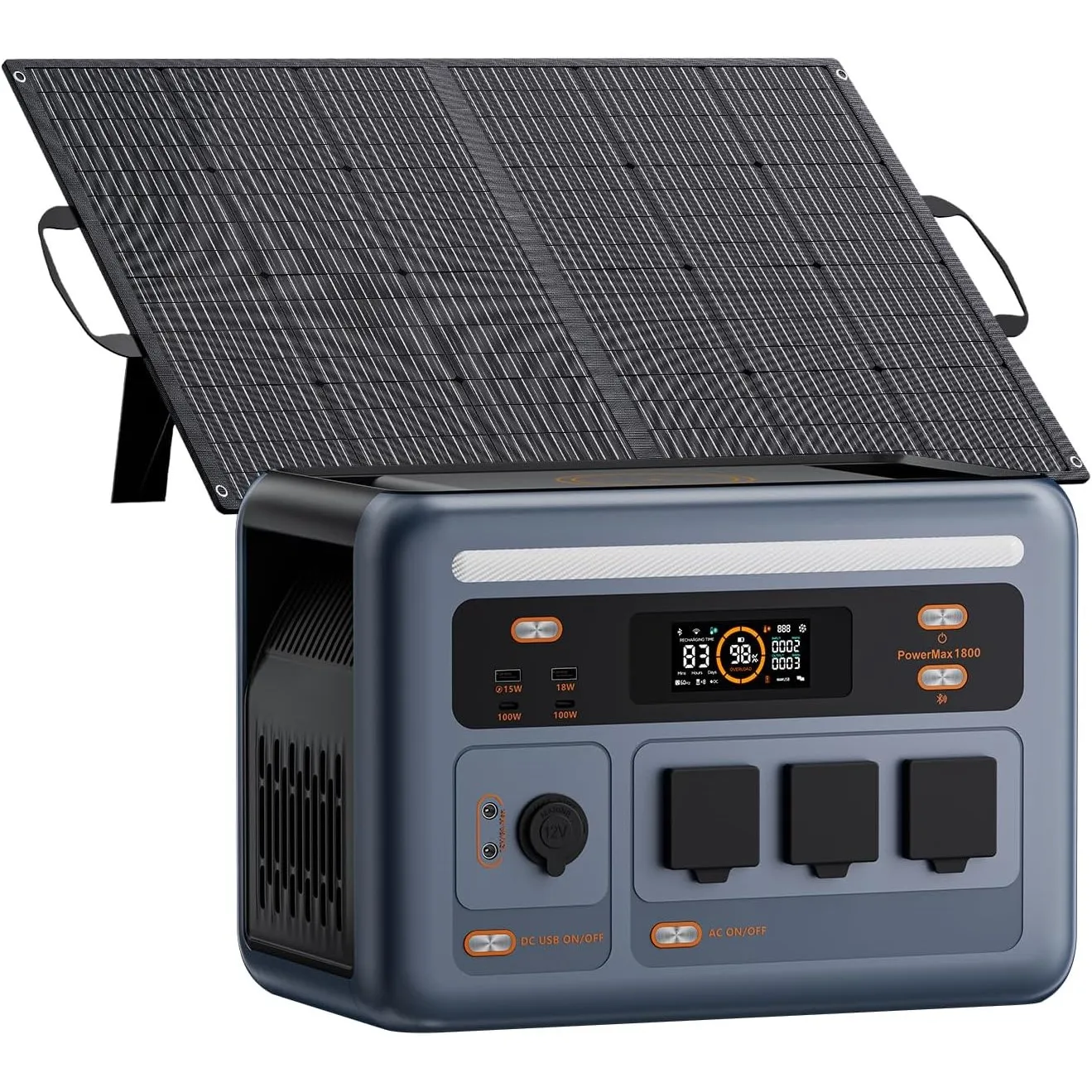 OSCAL PowerMax 1800SE Tragbare Powerstation mit 100W Solarpanel