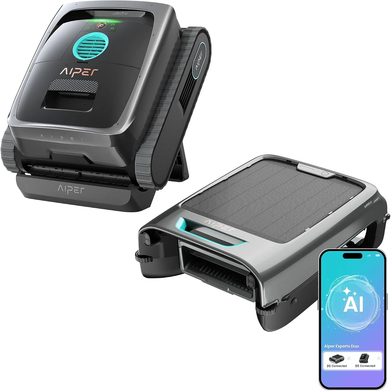AIPER Experts Duo – Scuba V3 Poolroboter mit KI-Vision, kabellos & EcoSurfer S2 Solar-Poolskimmer, 360° Komplettreinigu…
