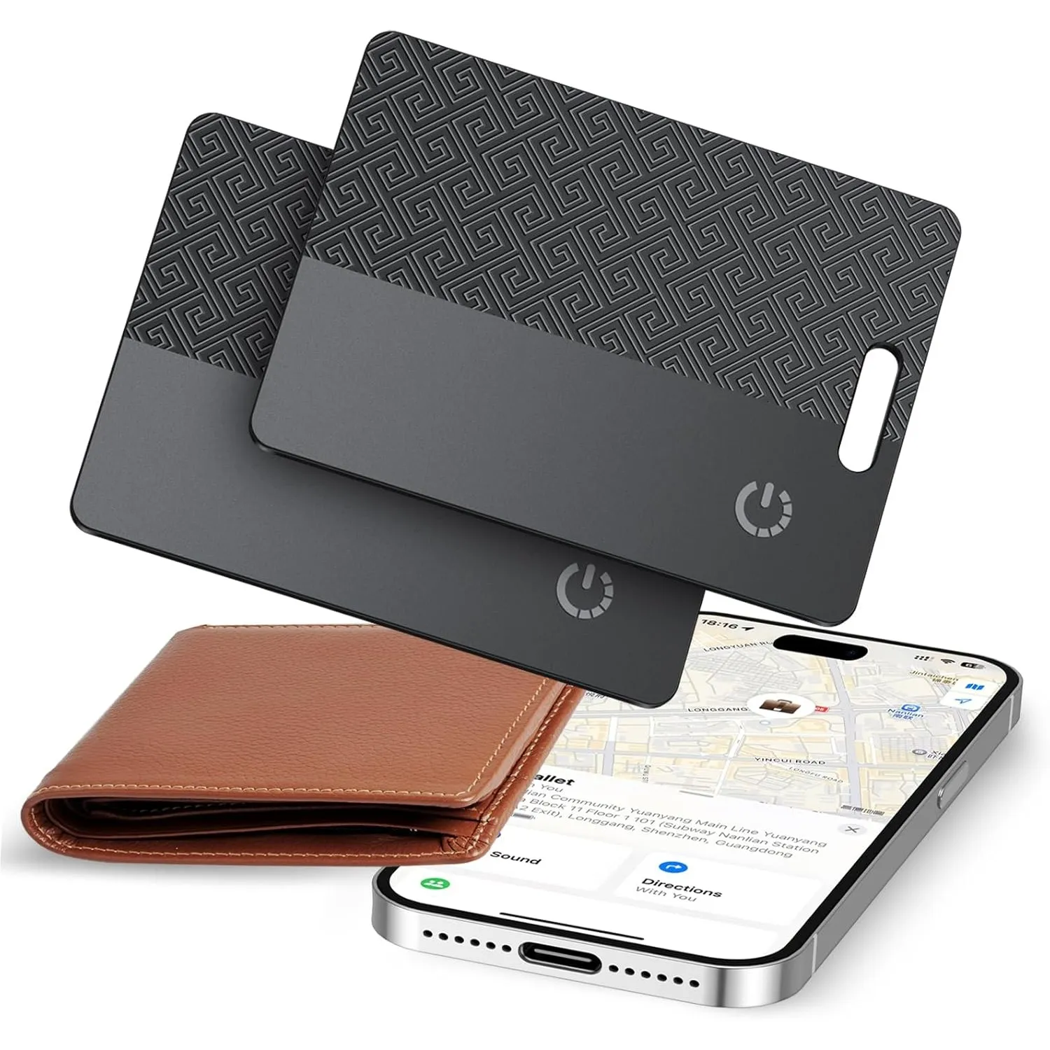 Dünne Geldbörsen-Tracker-Karte (nur iOS), Tracking Card mit Apple Find My, GPS Tracker, Unterstützt Kabelloses Laden, 1…