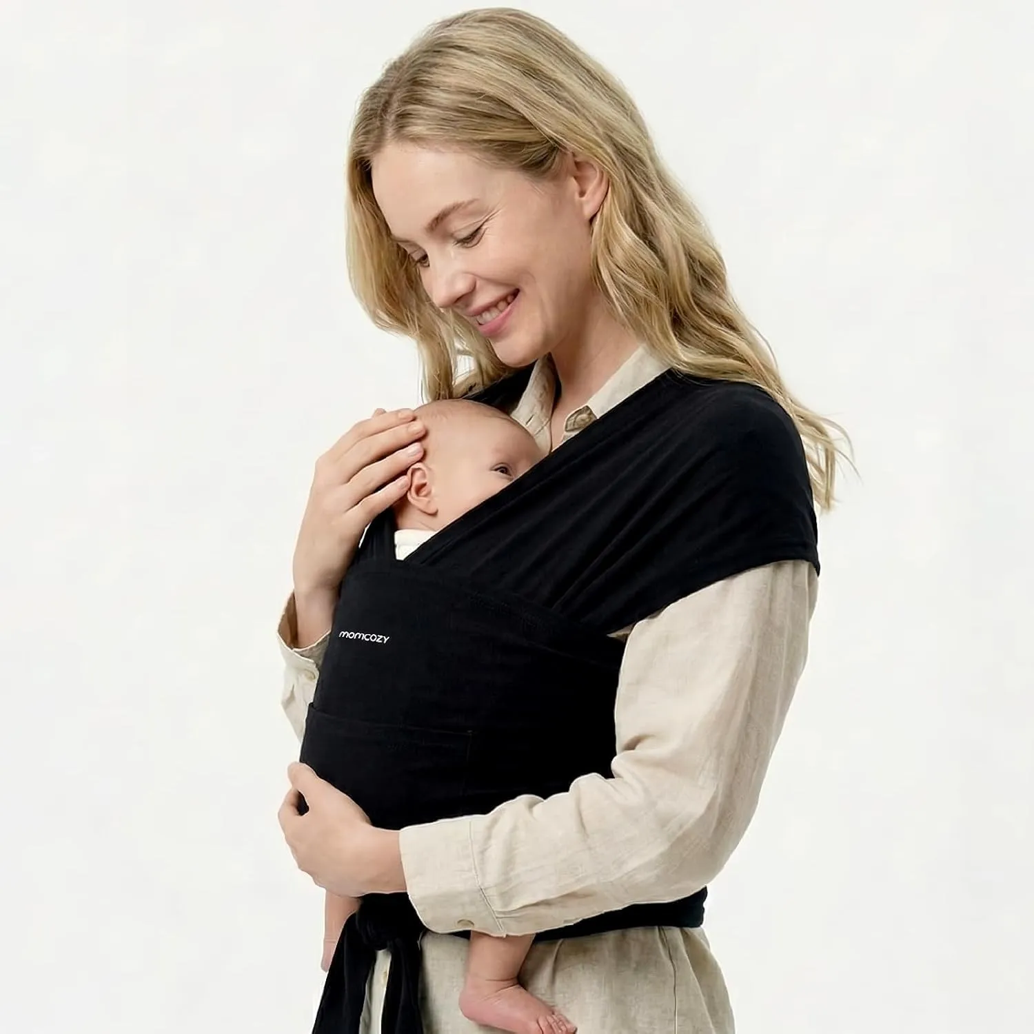 Momcozy Ring Sling Baby Tragetuch Neugeborene 3,6-15 kg,Schwarz | Oeko-Tex 100 zertifiziert, 95% Polyester 5% Elasthan,…