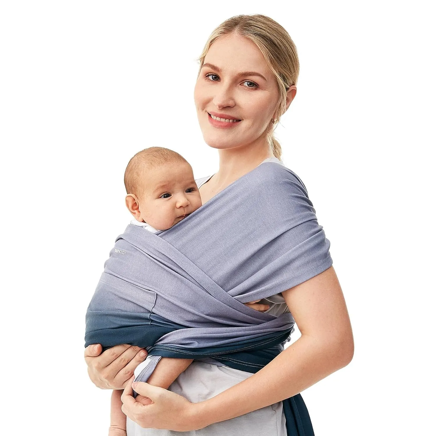 Momcozy Ring Sling Tragetuch Neugeborene 3,6-15 kg, Blauer Farbverlauf | Oeko-Tex 100 zertifiziert, 95% Polyester 5% El…