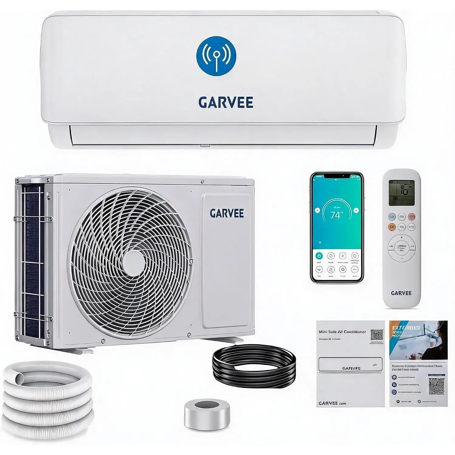 9000 BTU Split Inverter Anlage 2,7kW Kühlen & Heizen | A++ Effizienz, R32, WiFi App Steuerung, leise | Bis 70 qm Nutzfl…