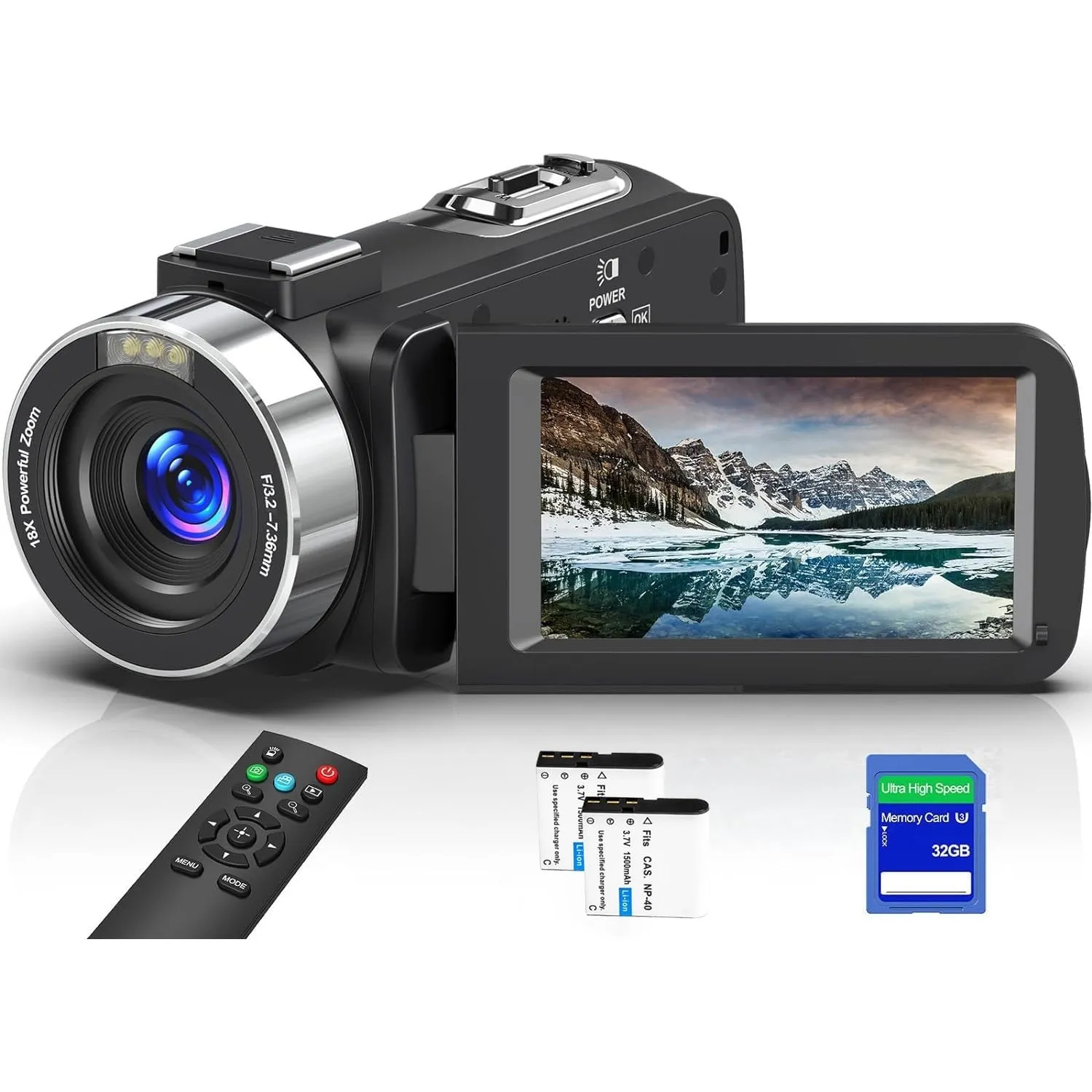 Videokamera 8K 64MP Camcorder 18X Digitalzoom IR Nachtsicht Vlogging Kamera, 3,0 Zoll UHD Touchscreen WiFi Videokamera …