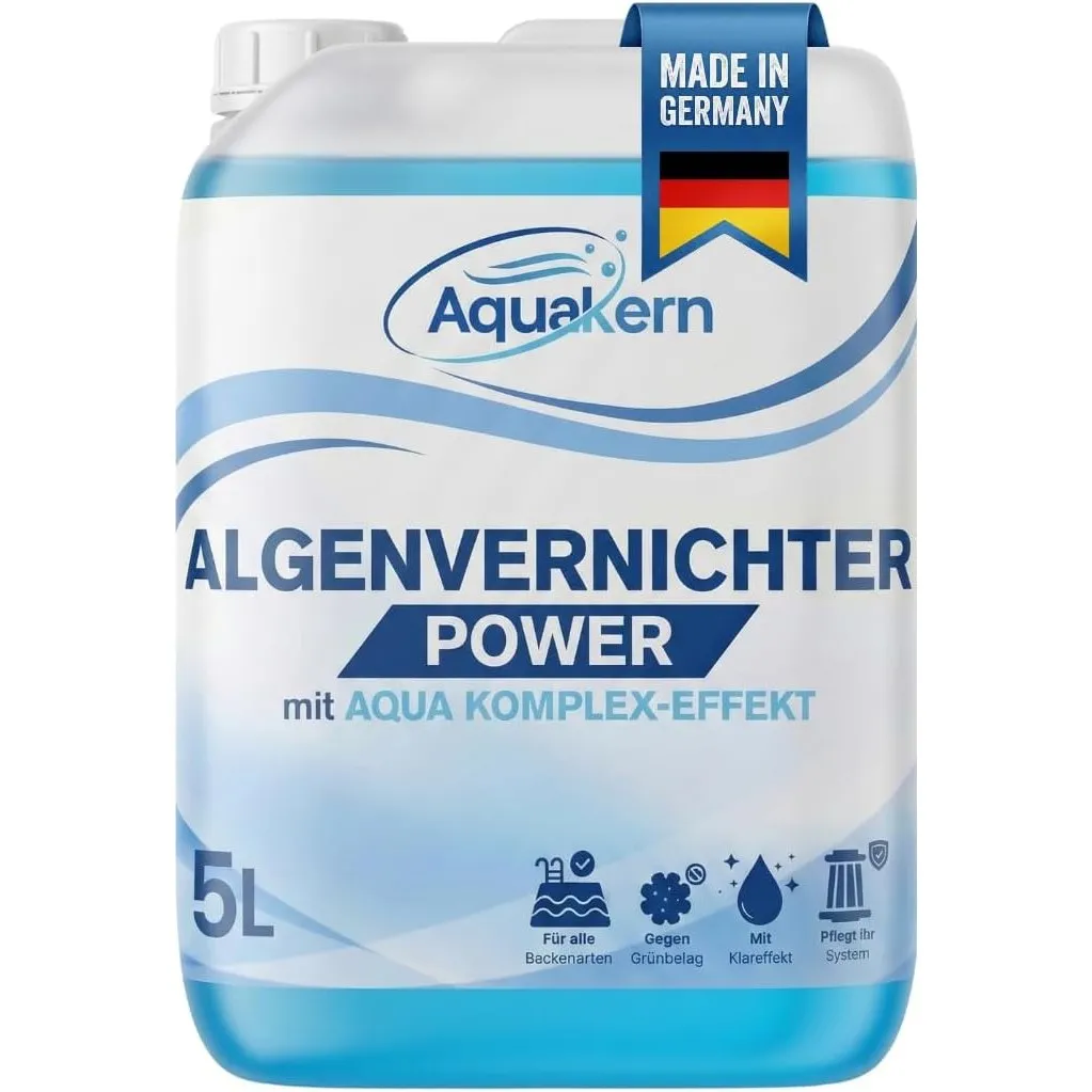 Algenvernichter Pool Power 5L [mit Aqua KLAR KOMPLEX] entfernt Grünbelag | Algizid bei Grünalgen | Für mehr als 250.000…