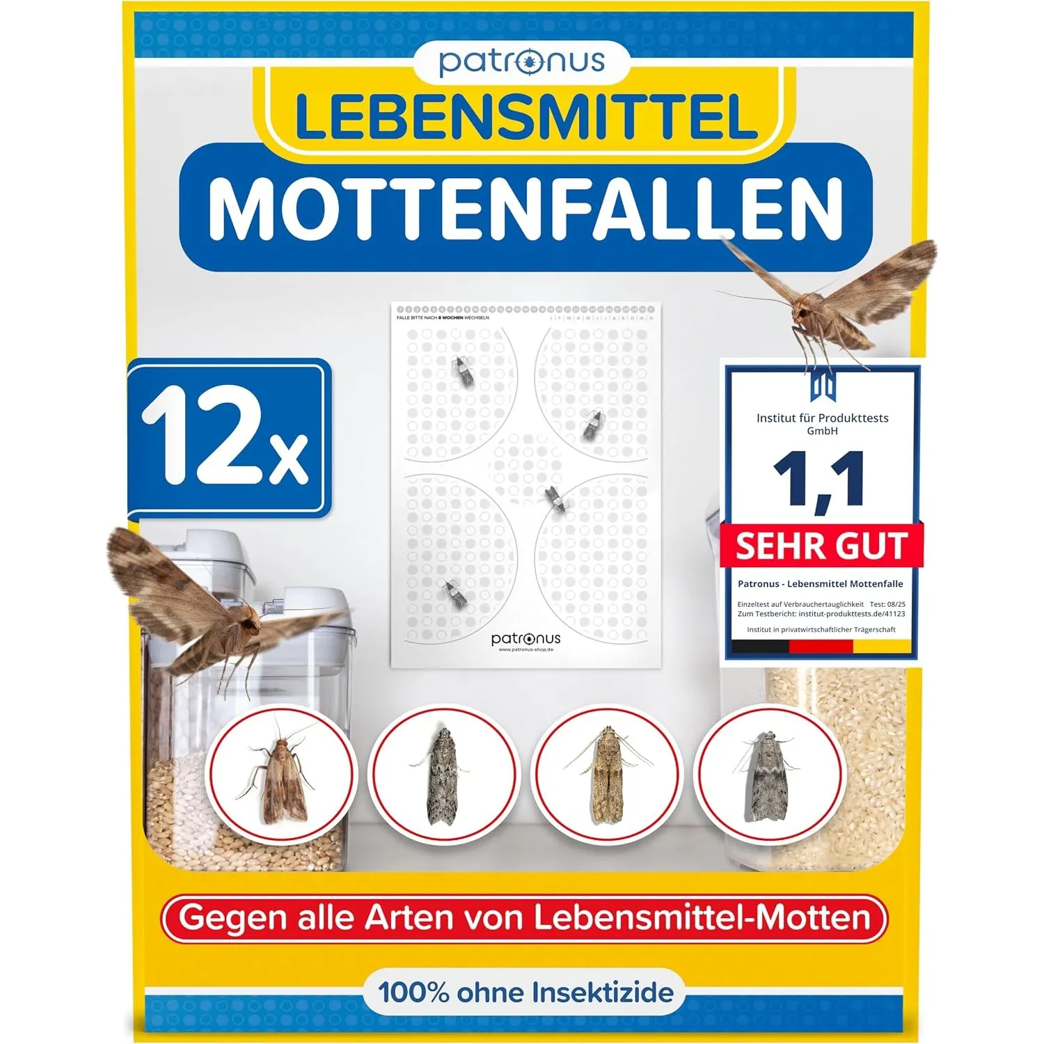 Lebensmittelmotten-Falle [12 Stück Vorteilspack]
