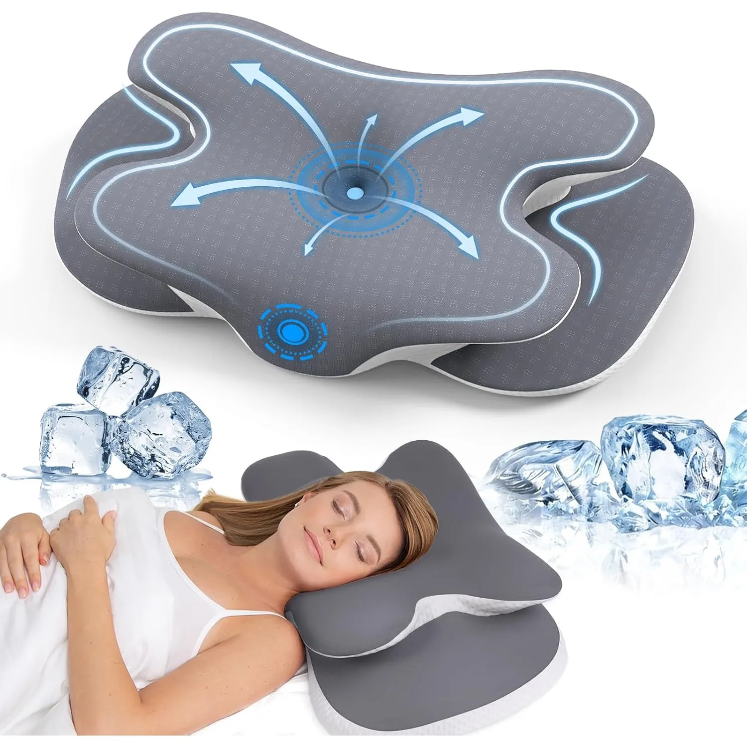 A-Pce Nackenstützkissen aus Memory Foam–2-in-1 Höhenwahl (12/14cm),65x39 cm