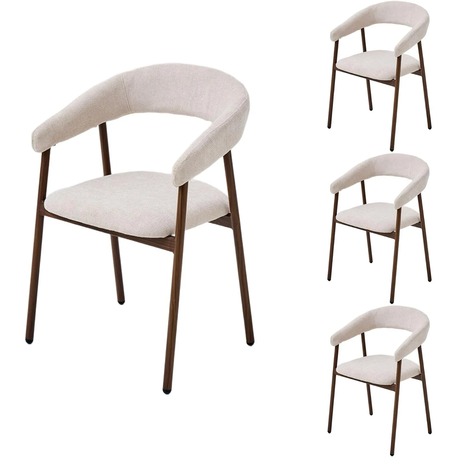 Mittelalter Esszimmerstühle, Beige, 4 Stück, Bogenlehne