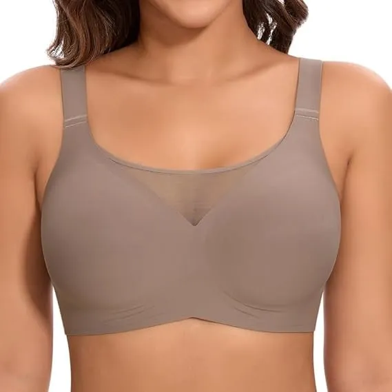 Jiuday BH Damen ohne Bügel Große Brüste Starker Halt Bügelloser Push Up Seitenträger BH Nahtloser Bequem Klassische Sof…