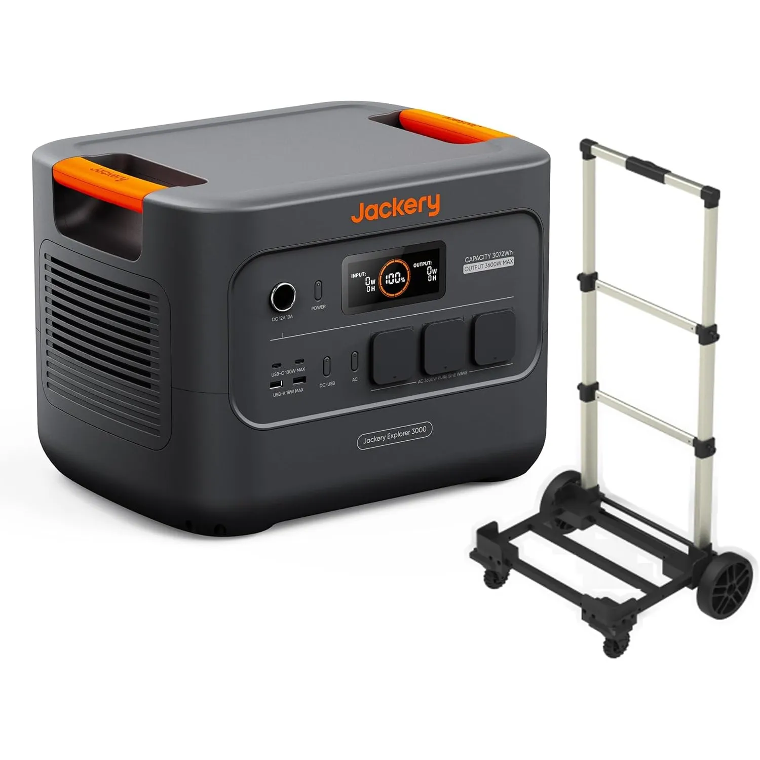 Jackery Explorer 3000 v2 Powerstation mit faltbarem Trolley | 3072Wh LFP-Solargenerator mit 3600W AC, 2x100W USB-C PD u…