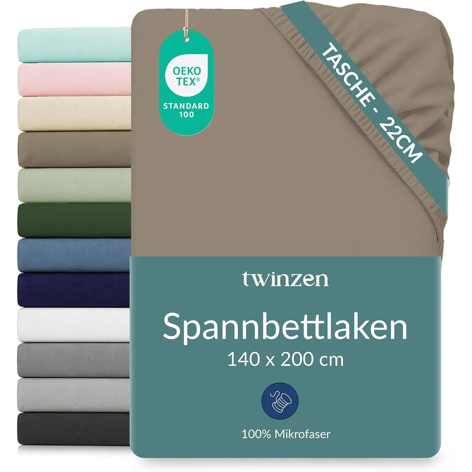 Twinzen Spannbettlaken Mikrofaser 140x200 Leinen Steghöhe 25 cm | Weich & hautfreundlich · Atmungsaktiv · Pflegeleicht …