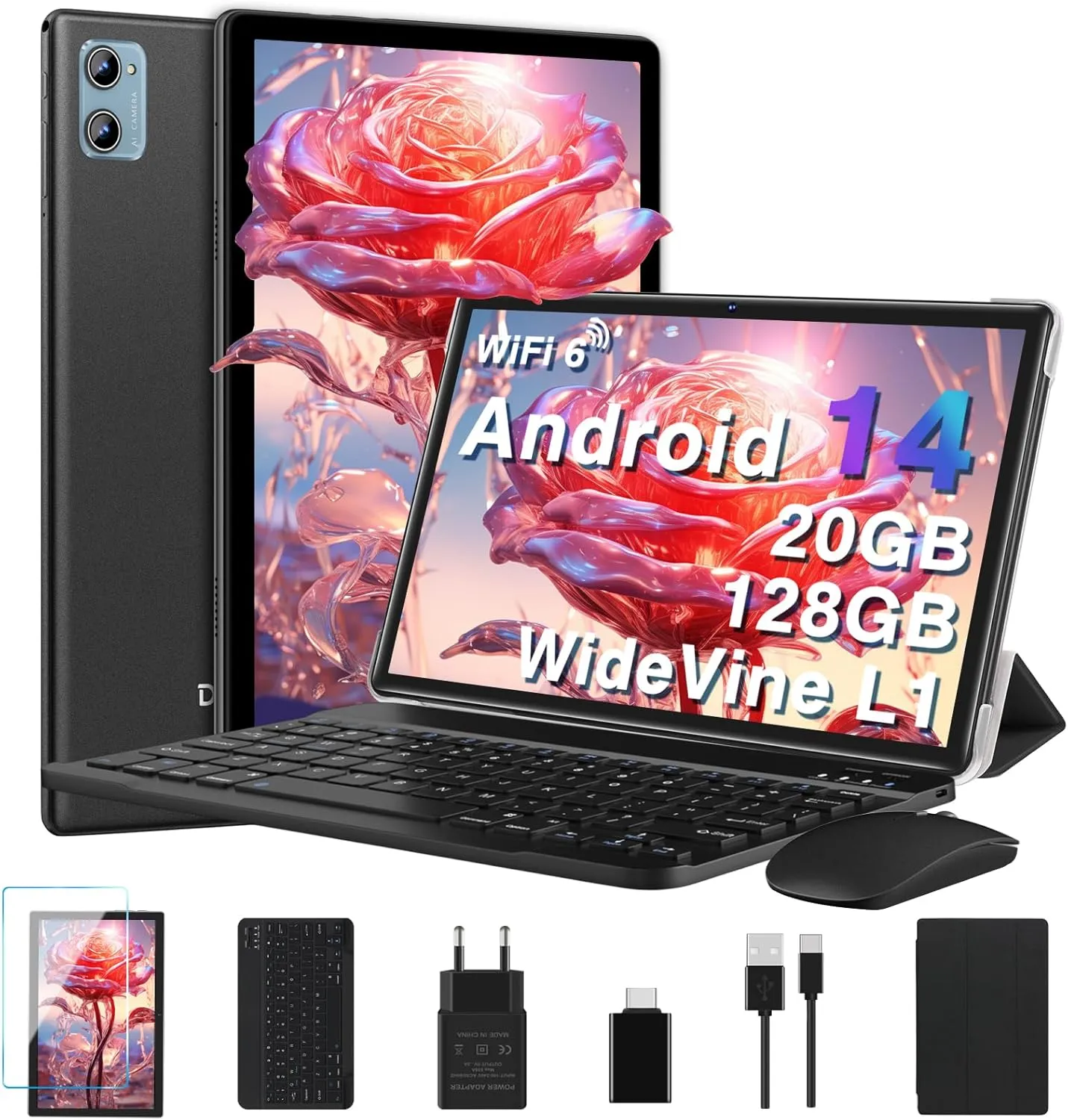 2026 Latest Tablet 10 Inch Android with 20GB RAM + 128GB ROM (TF 2TB), Octa Core, 5G Wi-Fi 6, Bluetooth 5.0, 6000mAh, W…