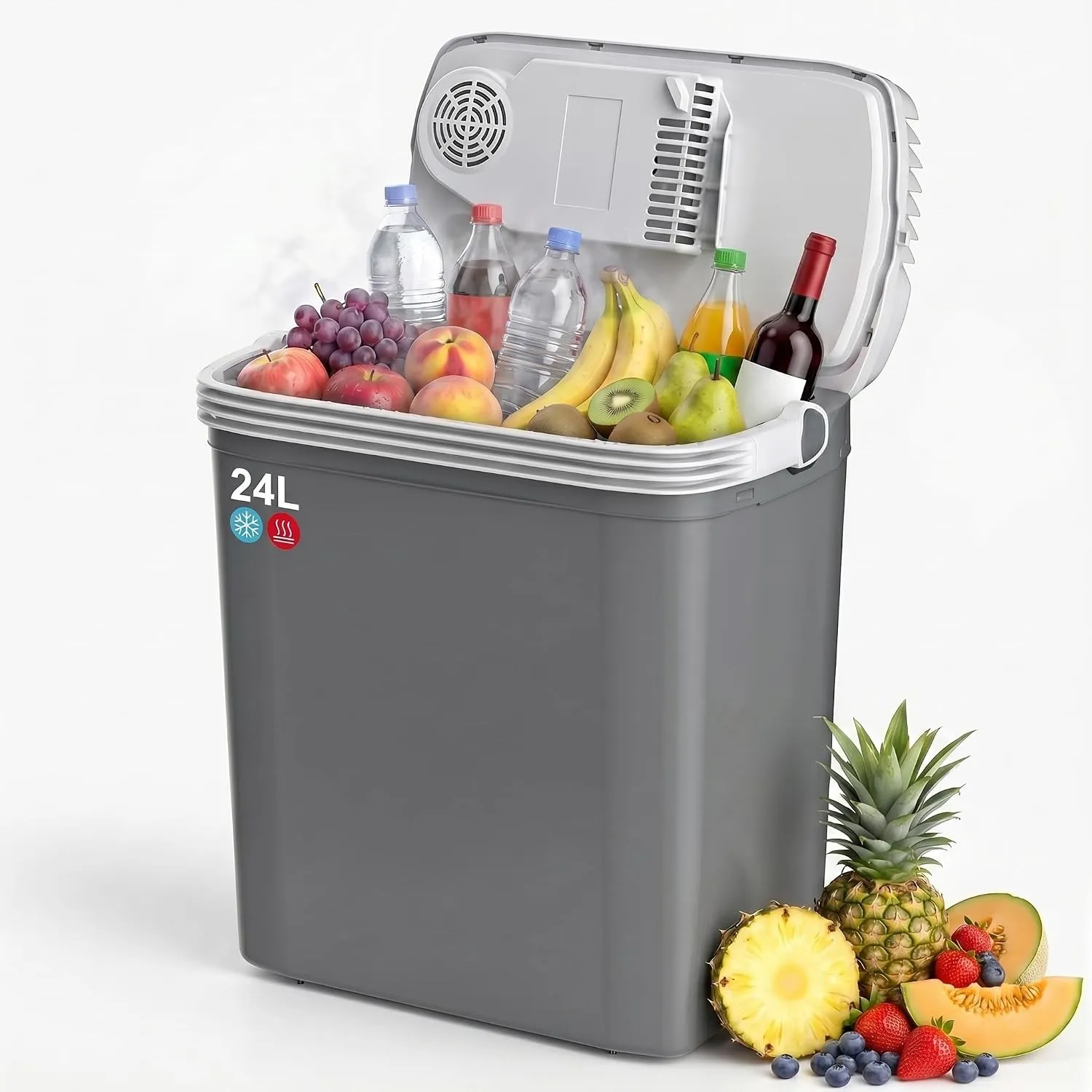 TOOHUB 24L Kühlbox, Elektrische Auto Kühlbox 12V/230V Kühl & Warm Funktion mit Energiespar-/MAX/ECO-Modus, Tragegriff K…