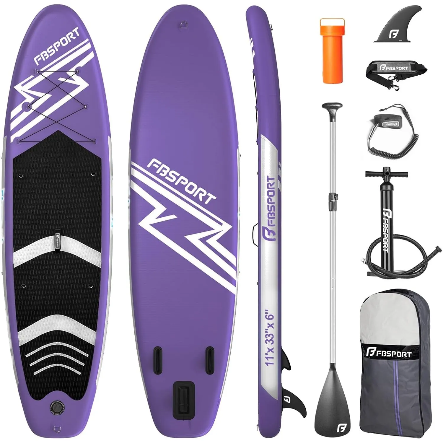 FBSPORT Aufblasbares SUP Board, Stand Up Paddling Board, Aufblasbare Stand Up Paddle Board für Stand-Up Paddling 15CM D…