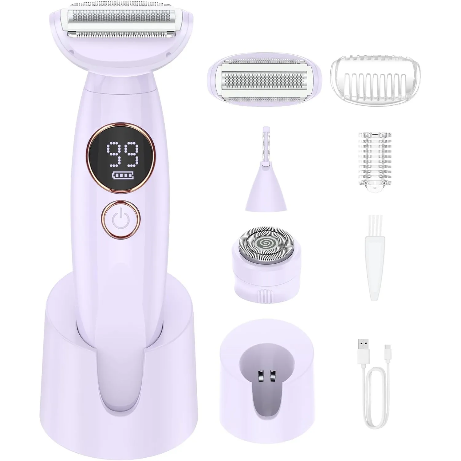 Rasierer Damen,3-In-1 Intimrasierer für Frauen,Gesichtshaarentferner für Frauen,Damenrasierer Elektrisch Nass-Trockenra…