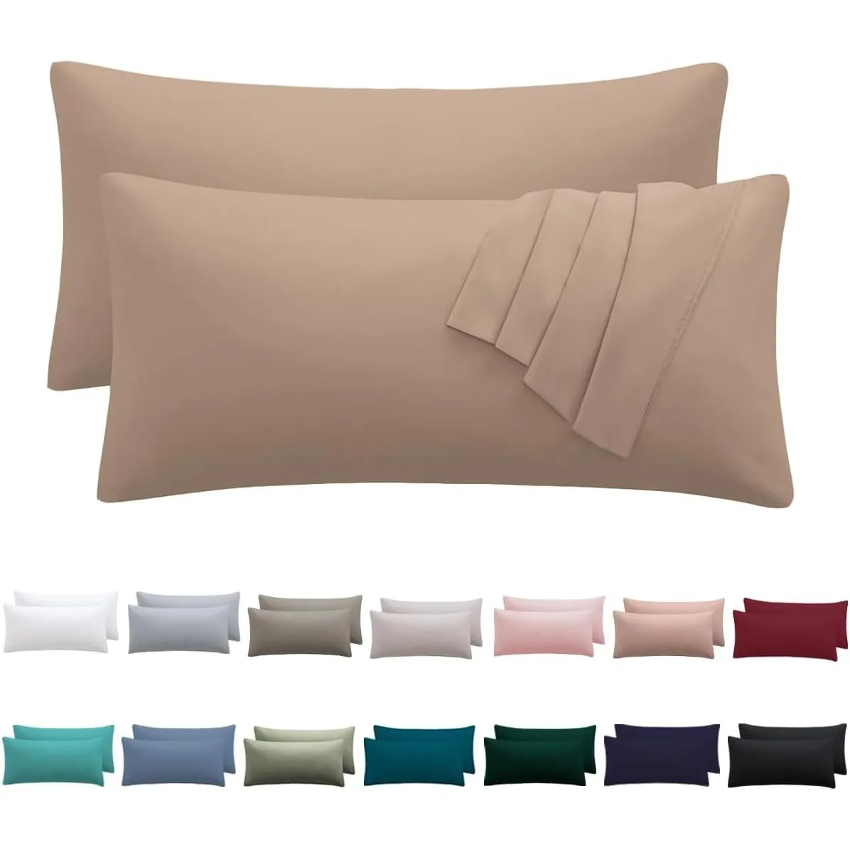 Kissenbezug 40 x 80 2er Set, Camel, 100% Mikrofaser