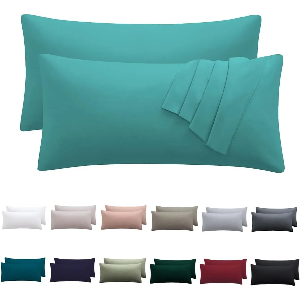 Kissenbezug 50x70 2er Set, Türkis, 100% Mikrofaser