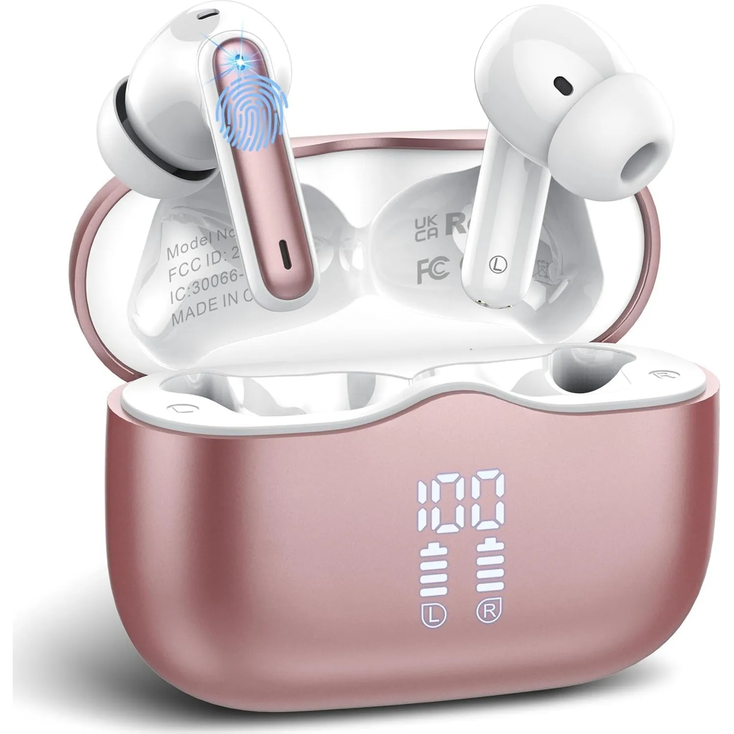 Kabellose Bluetooth Kopfhörer, in ear Kopfhörer Bluetooth 5.4 mit 4 ENC Noise Cancelling Mics, Tiefer Bass 40Std Spielz…